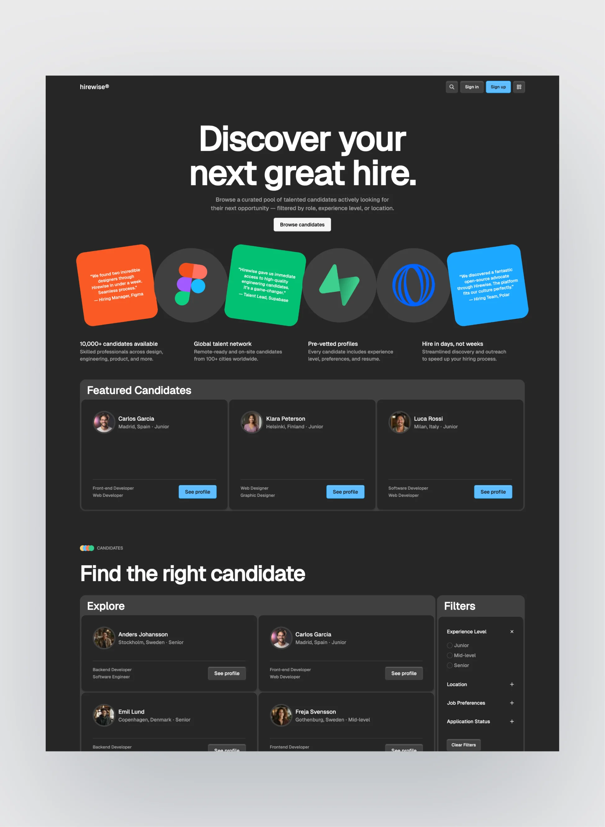 Hirewise submission flow layout