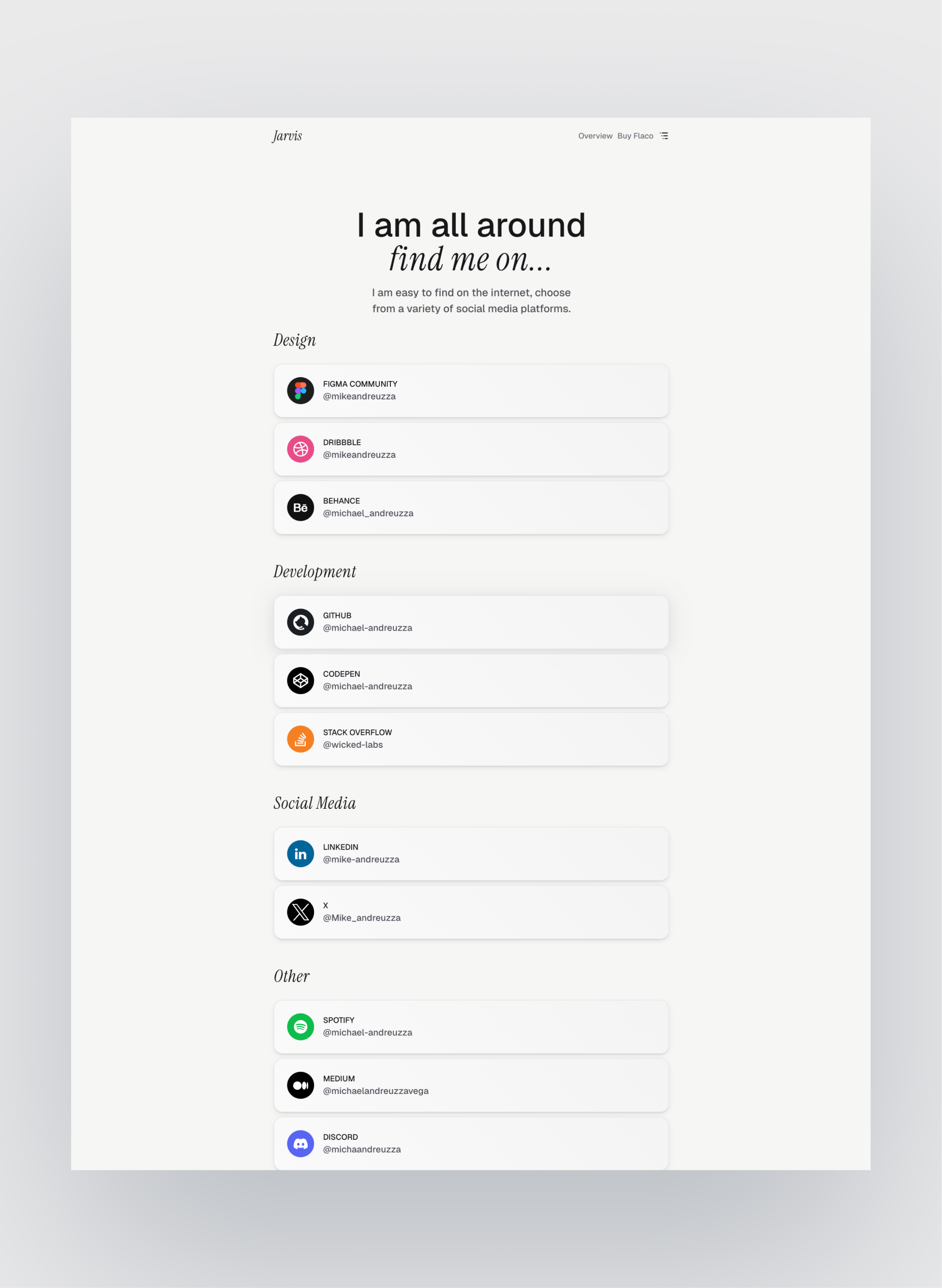 Flaco stack page layout