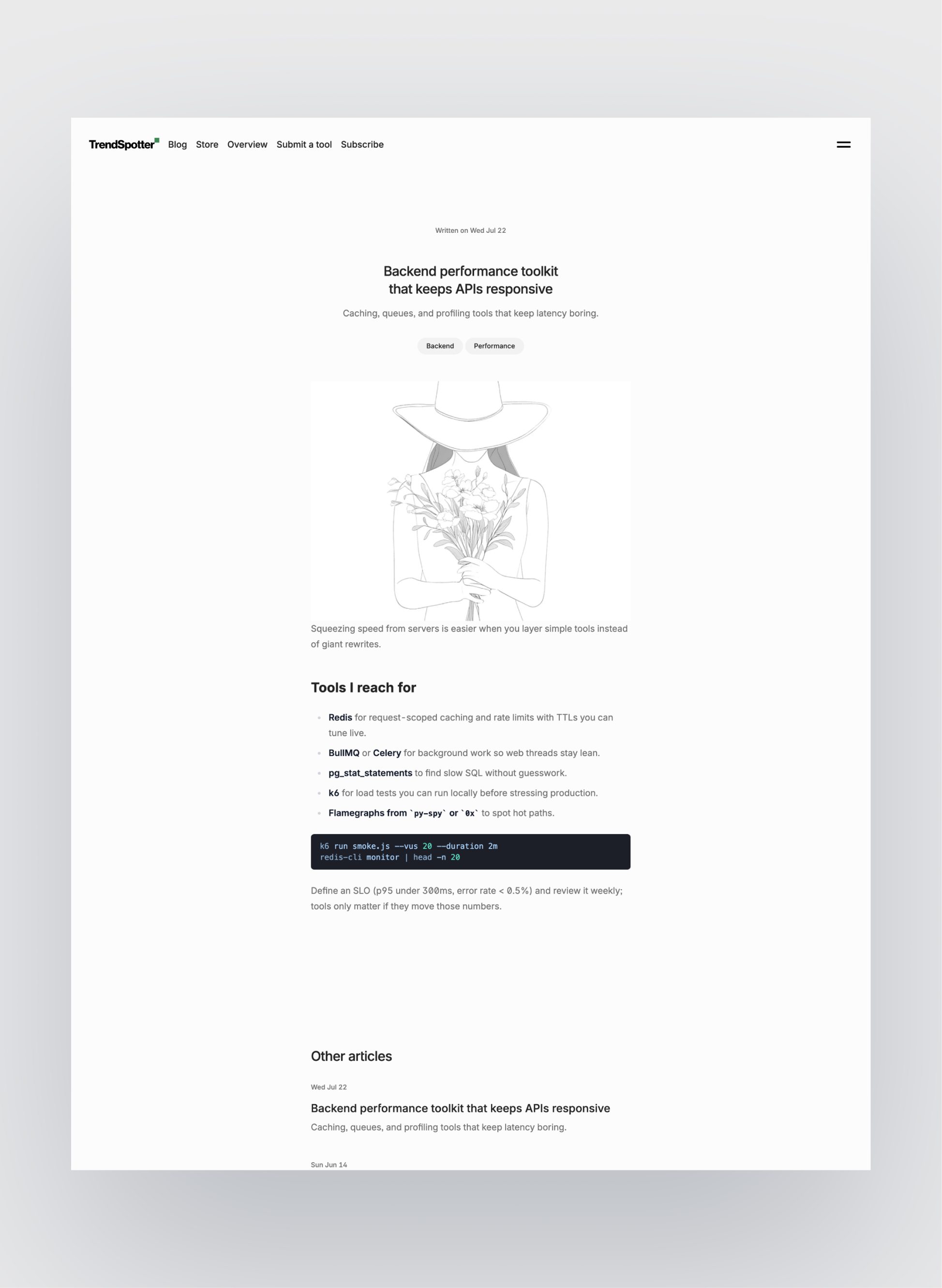 Trendspotter submission and advertising sections