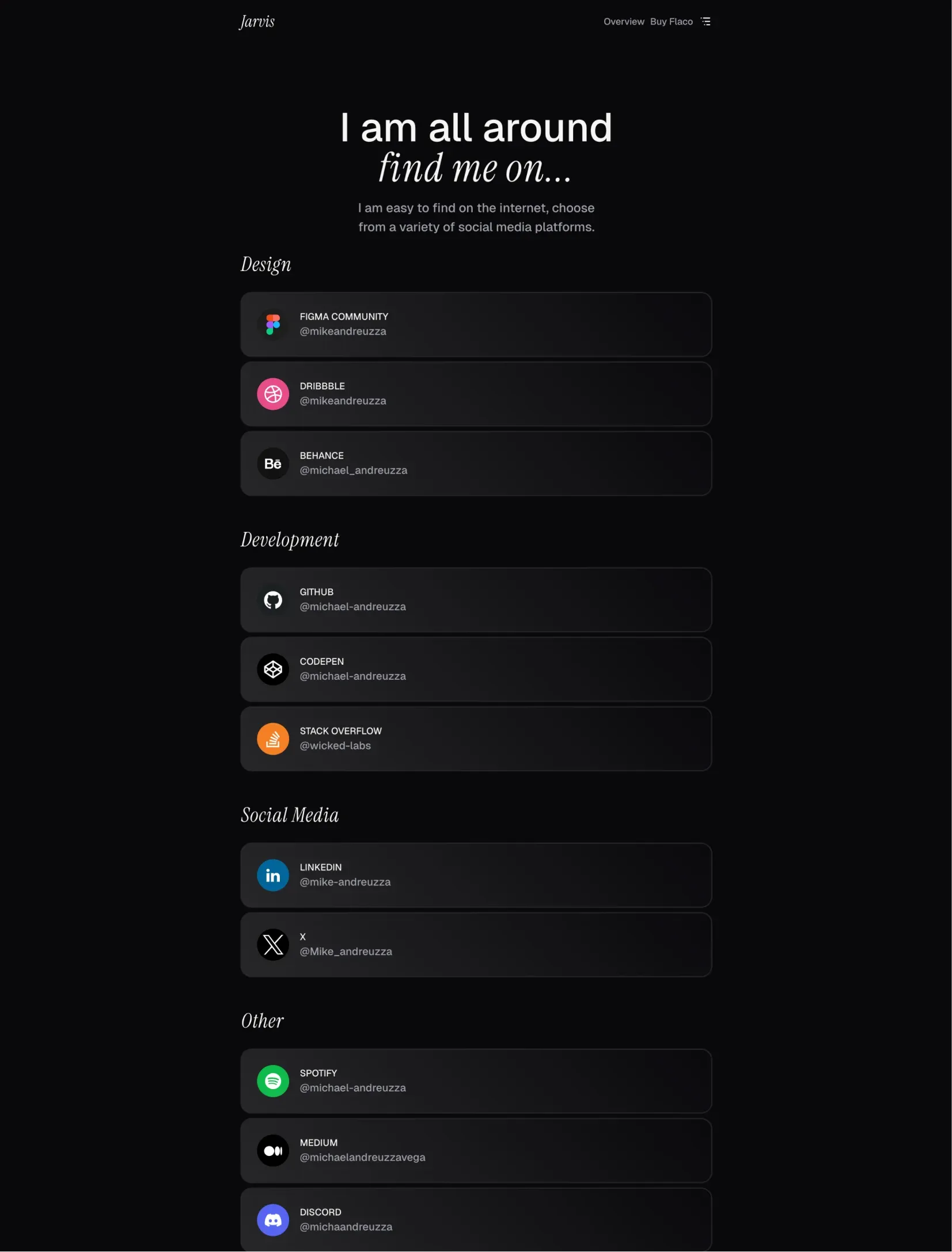 Flaco stack page layout