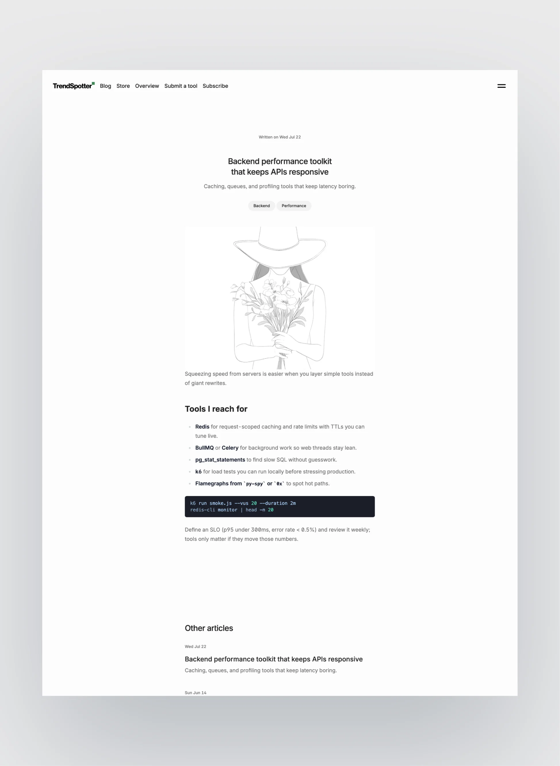 Trendspotter submission and advertising sections