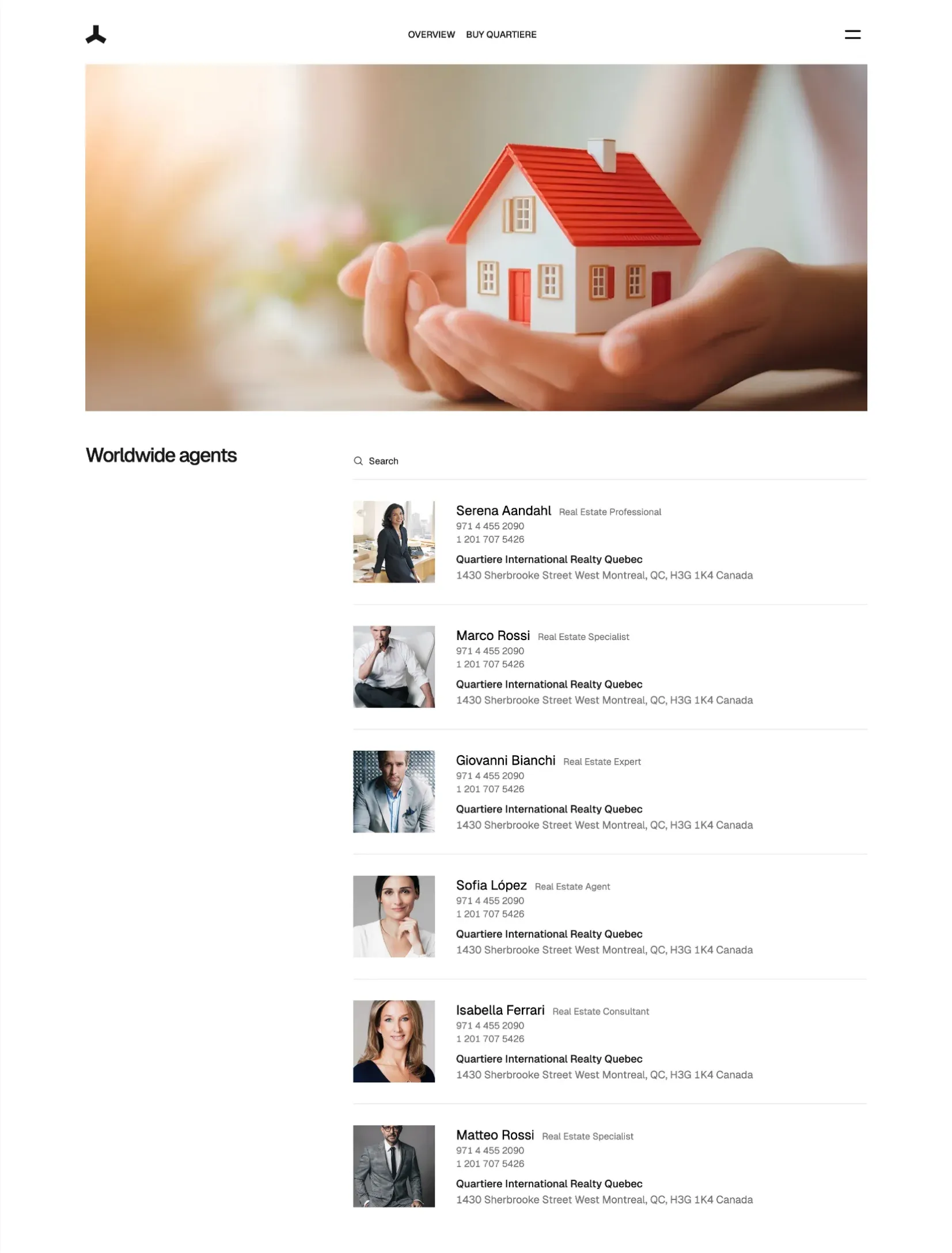 Quartiere about page design