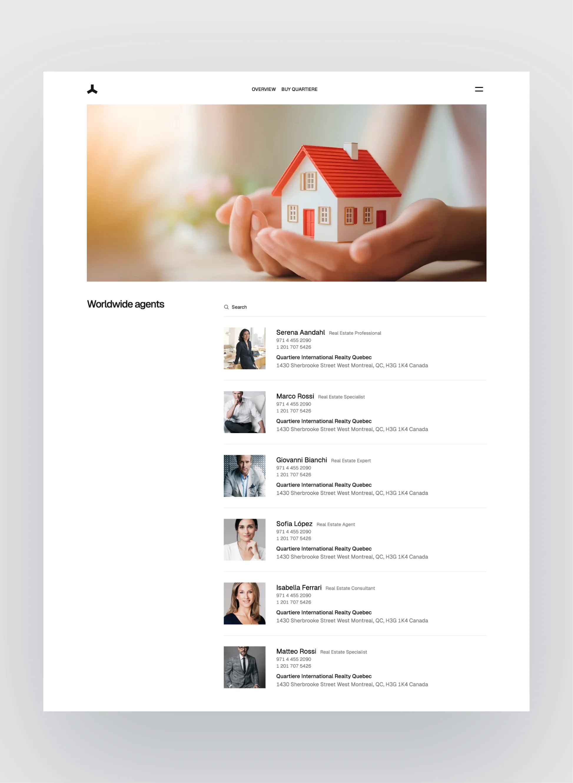 Quartiere about page design