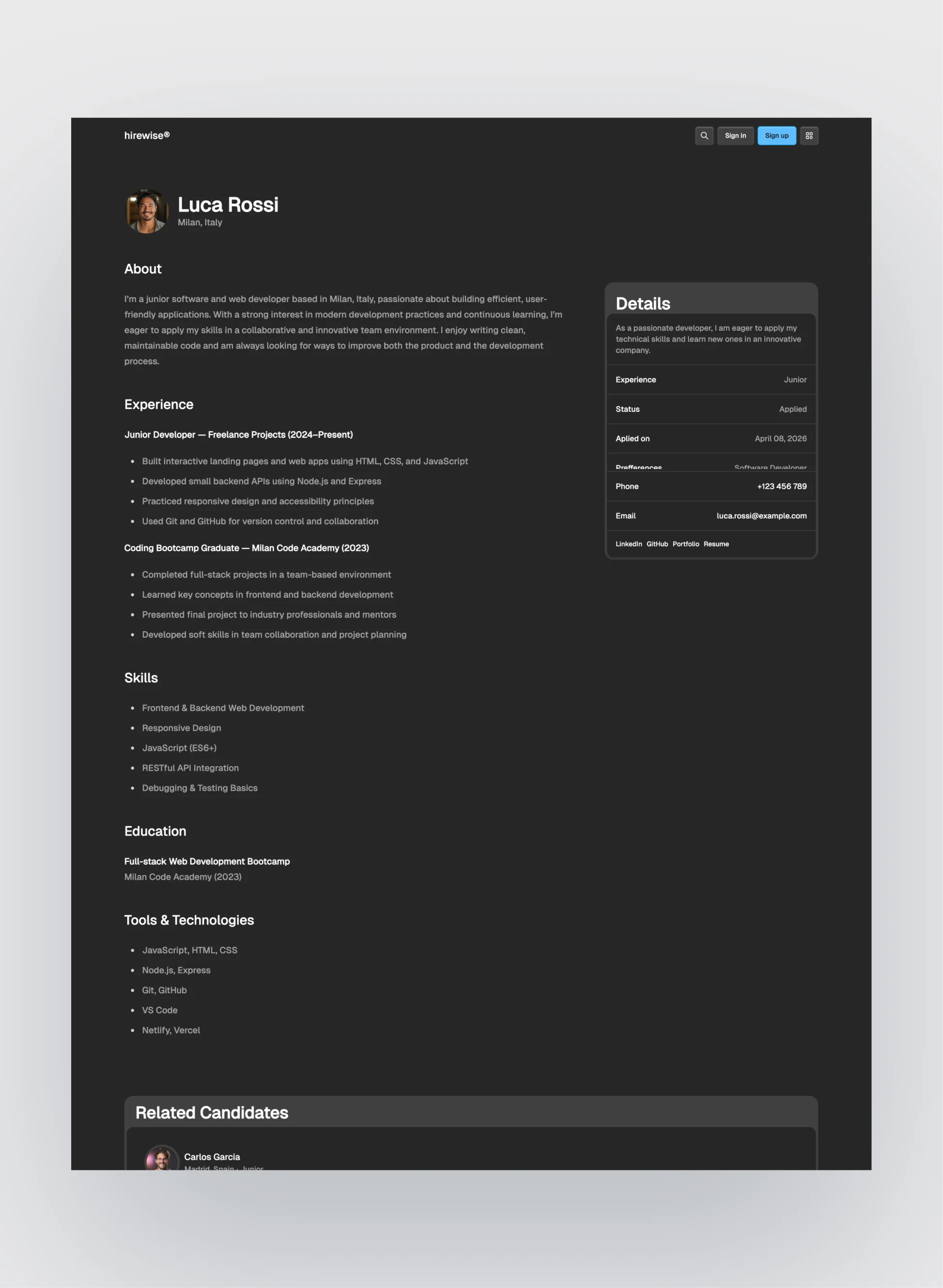 Hirewise blog layout