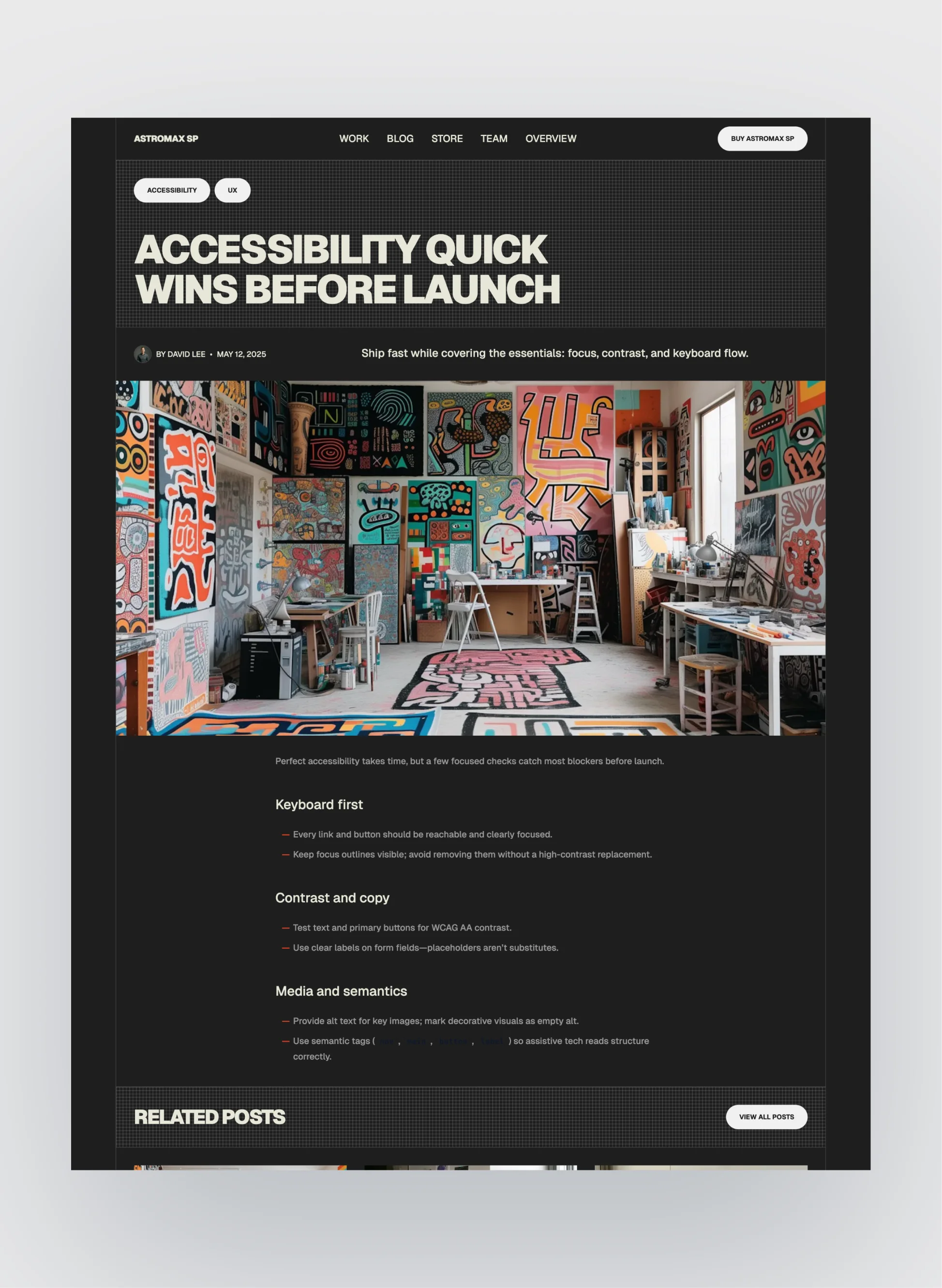 astromaxsp full-screen project detail layout
