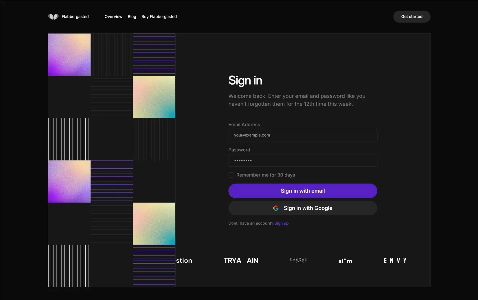 Flabbergasted team and about page layout