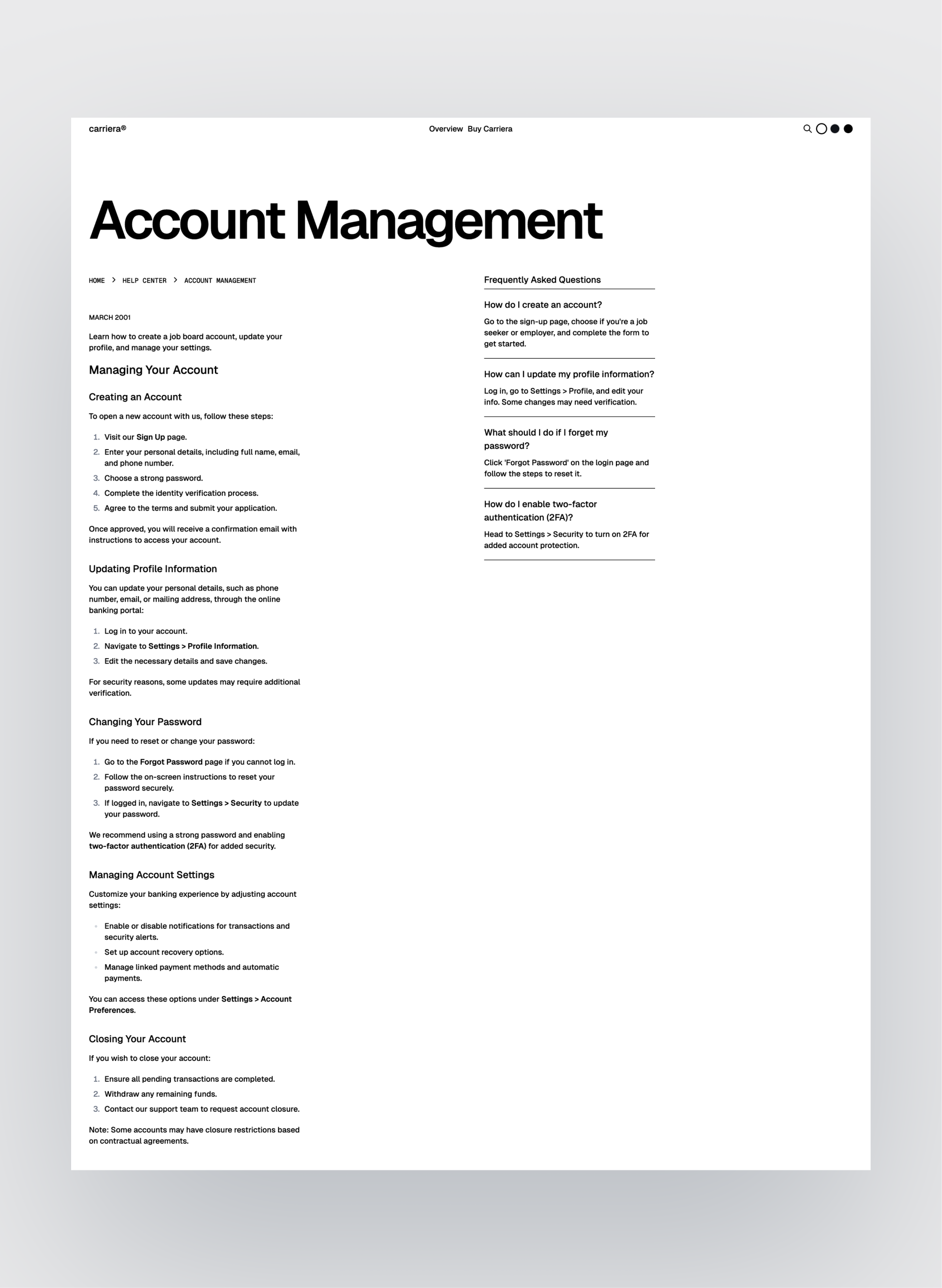 Carriera blog layout