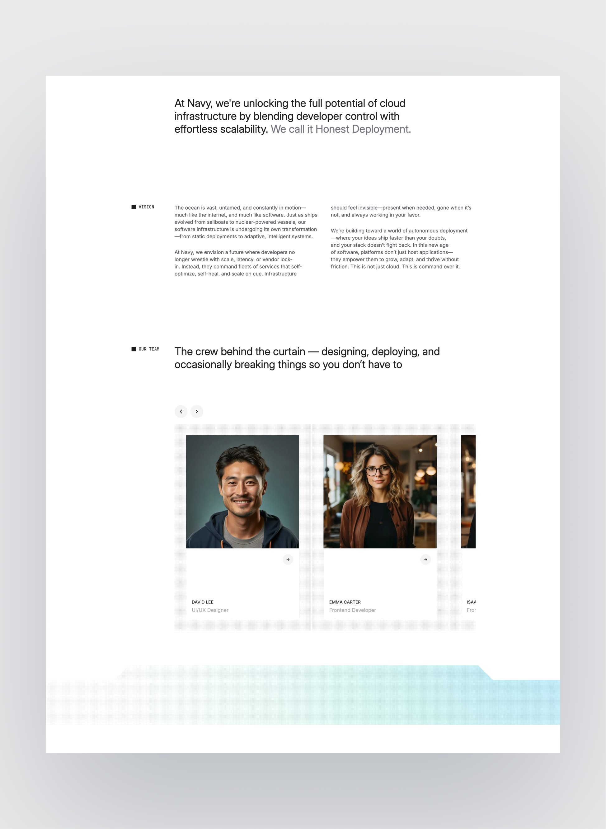 Navy integrations layout