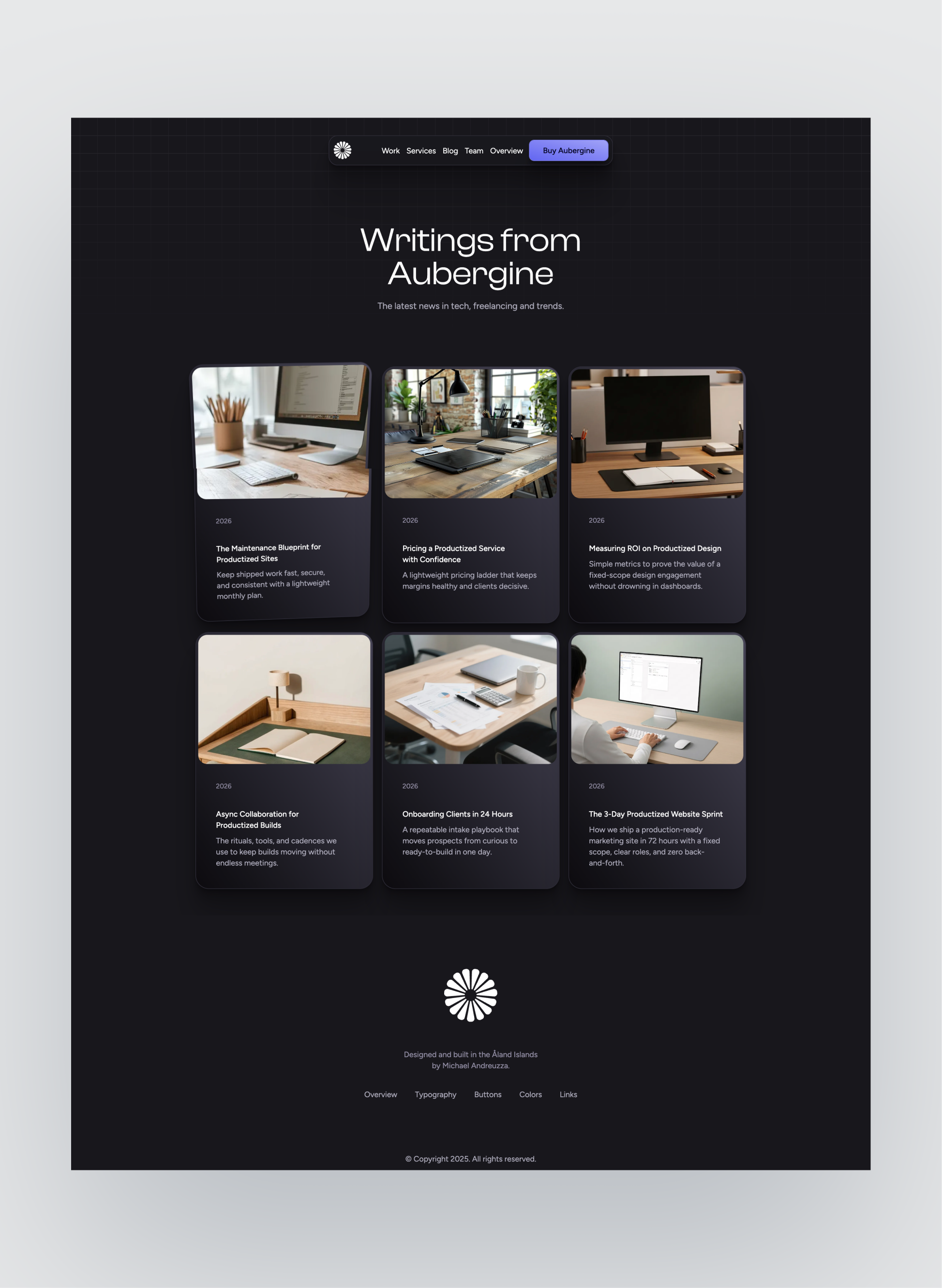 Aubergine contact page layout