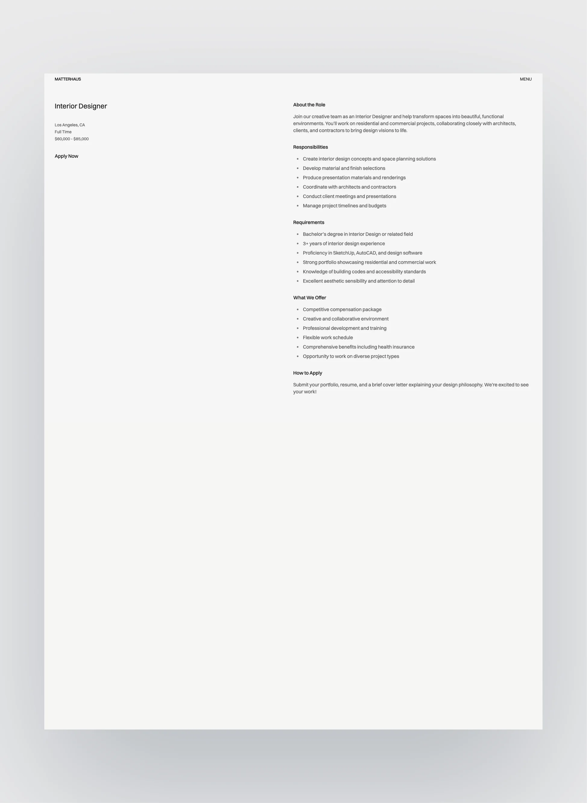 Matterhaus architectural design service details