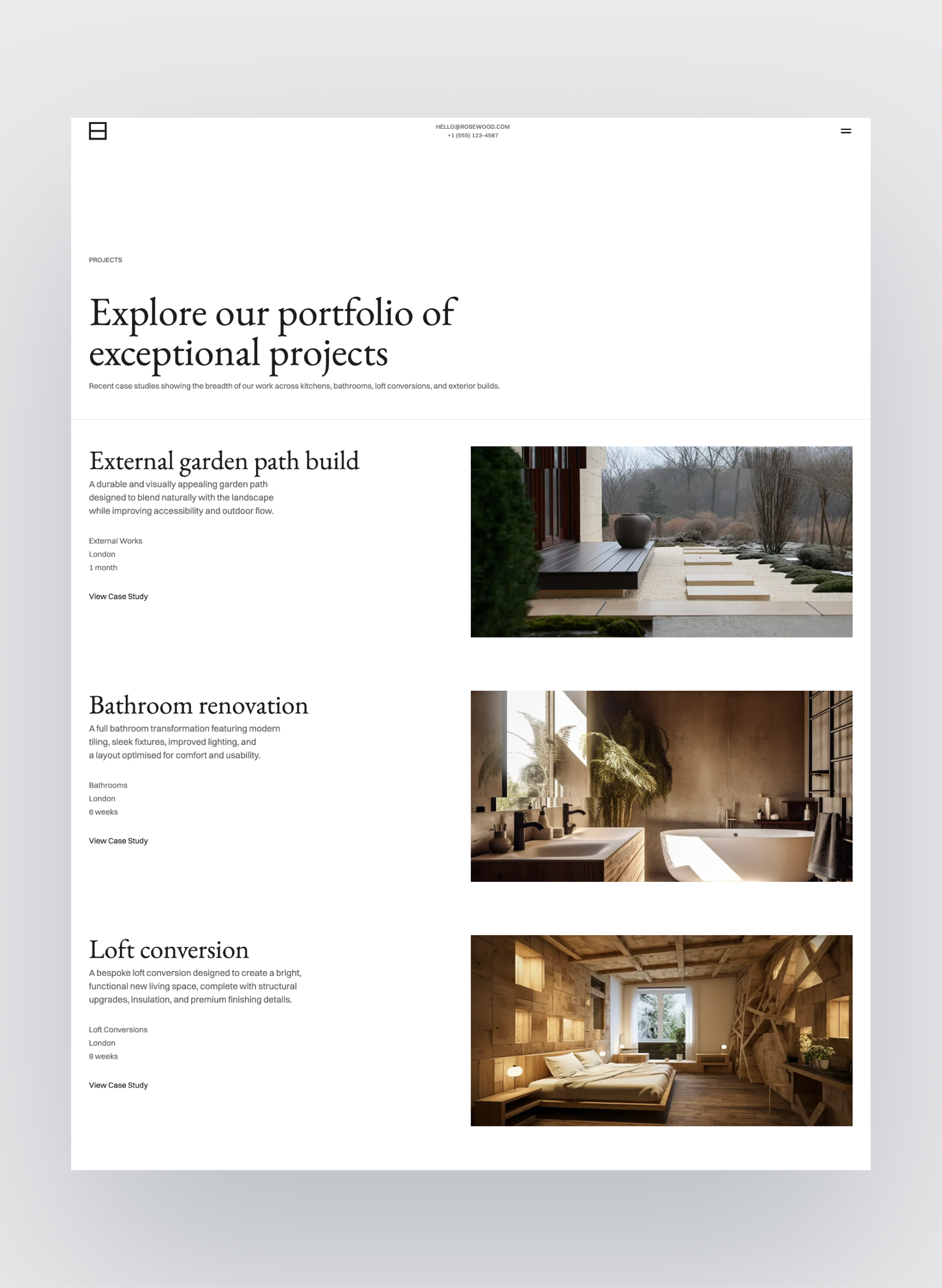 Rosewood bathroom renovation service detail page