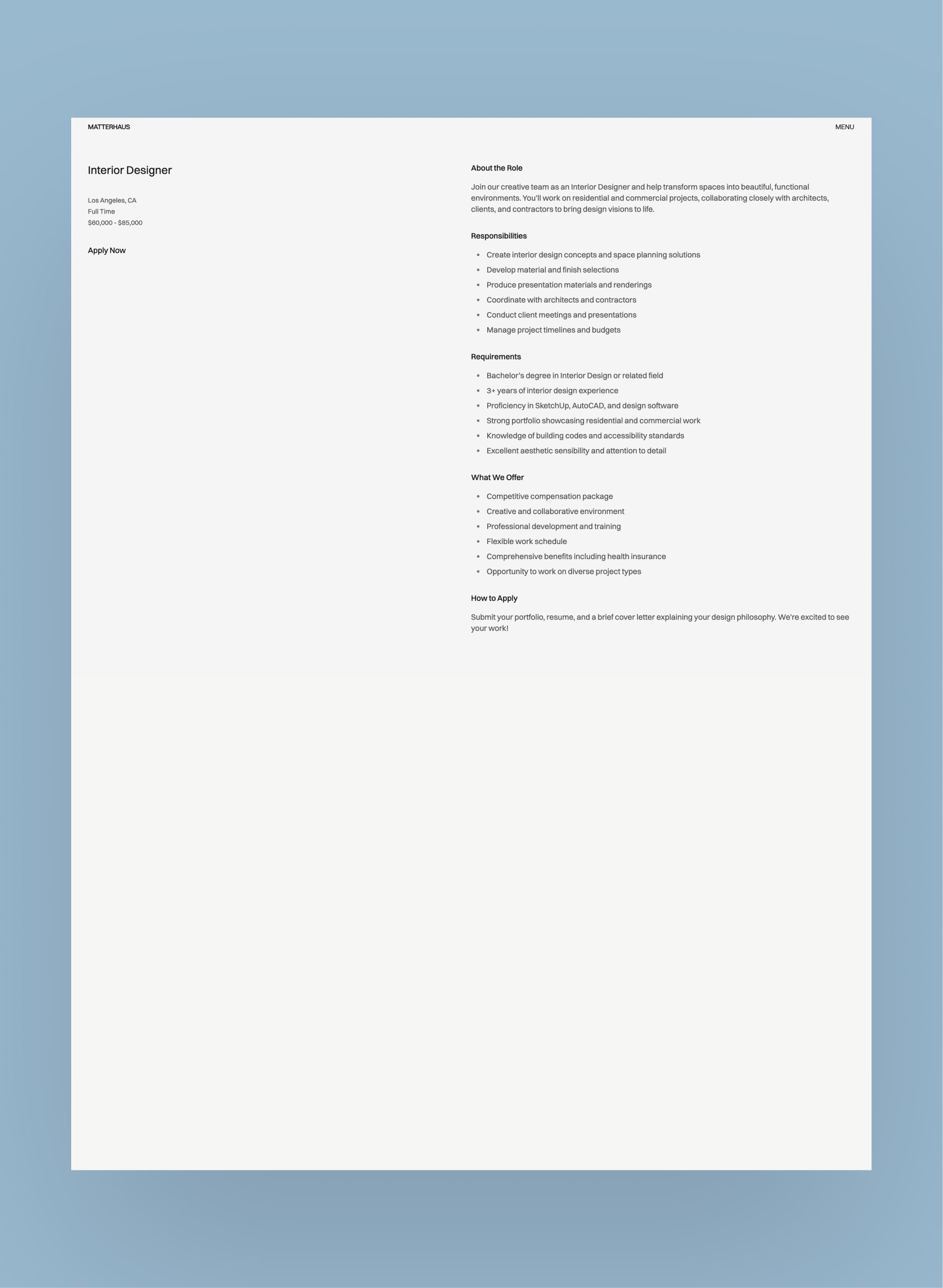 Matterhaus architectural design service details