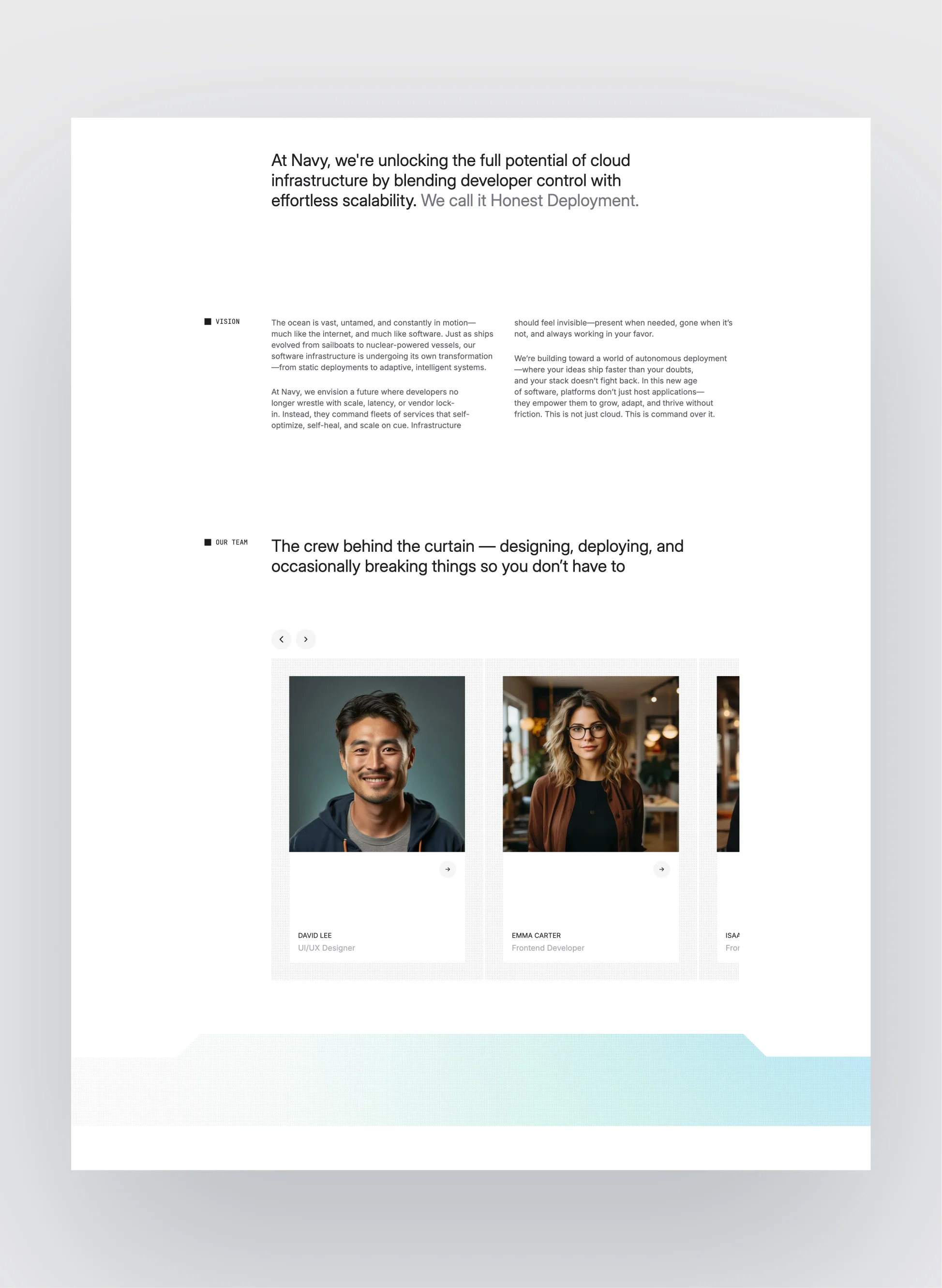 Navy integrations layout