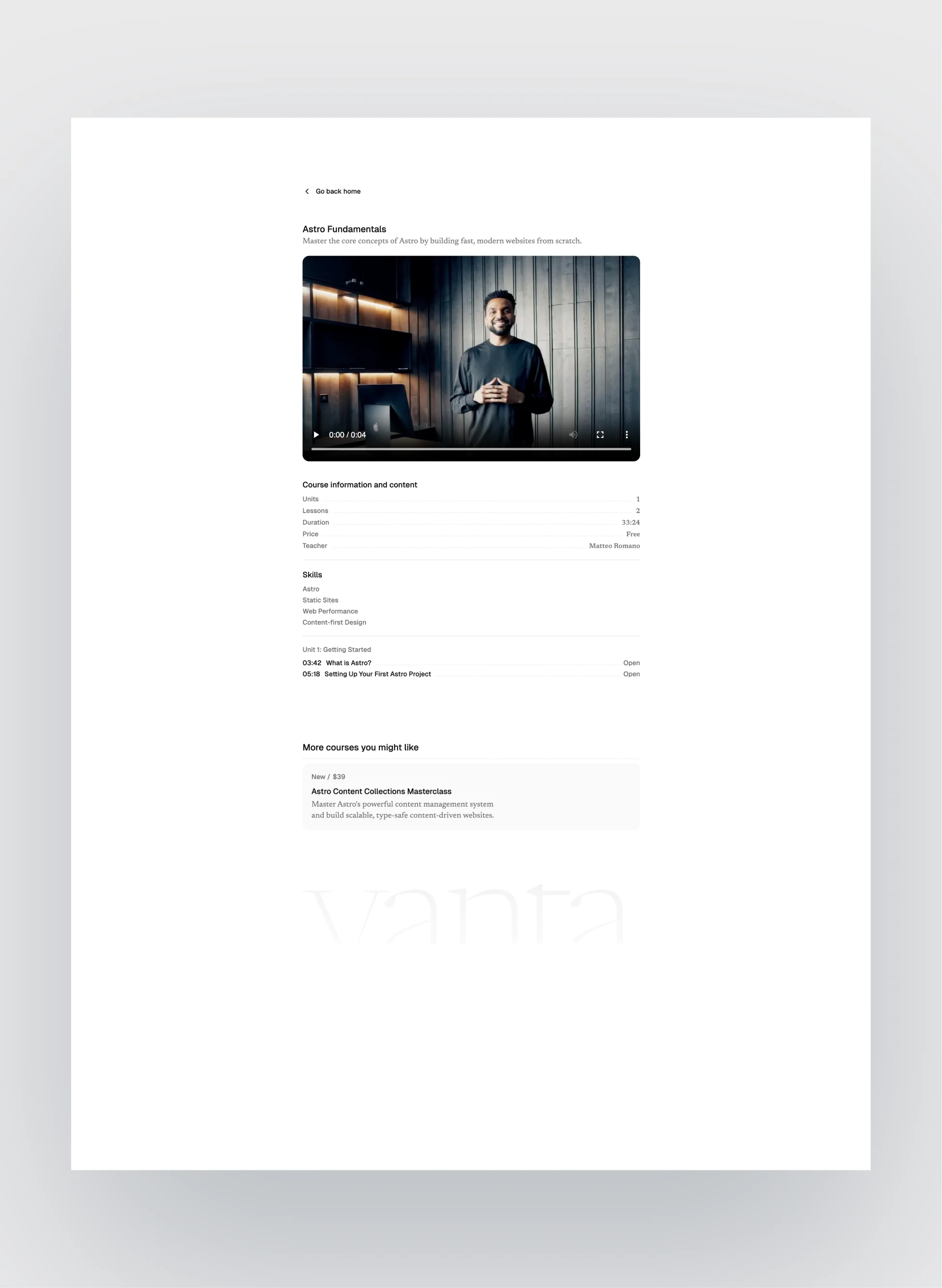 Vanta dark mode view