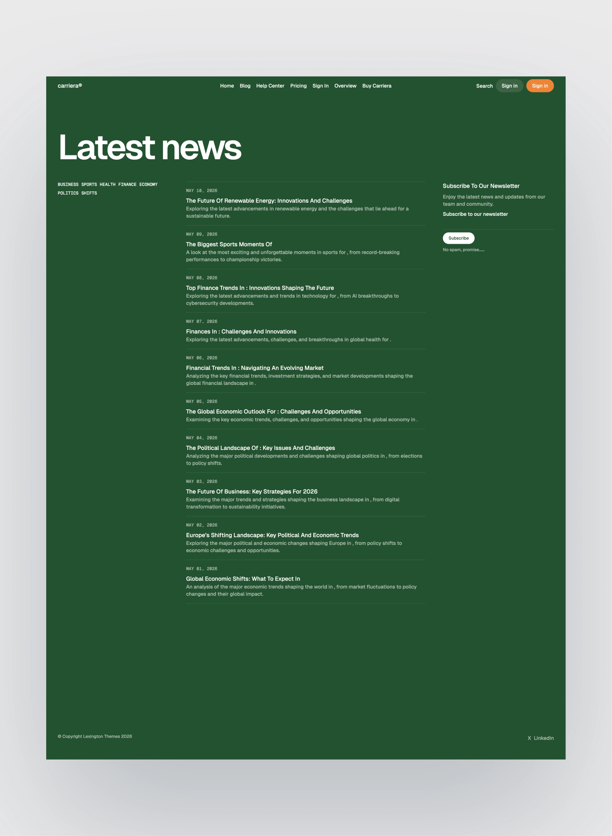 Carriera blog layout