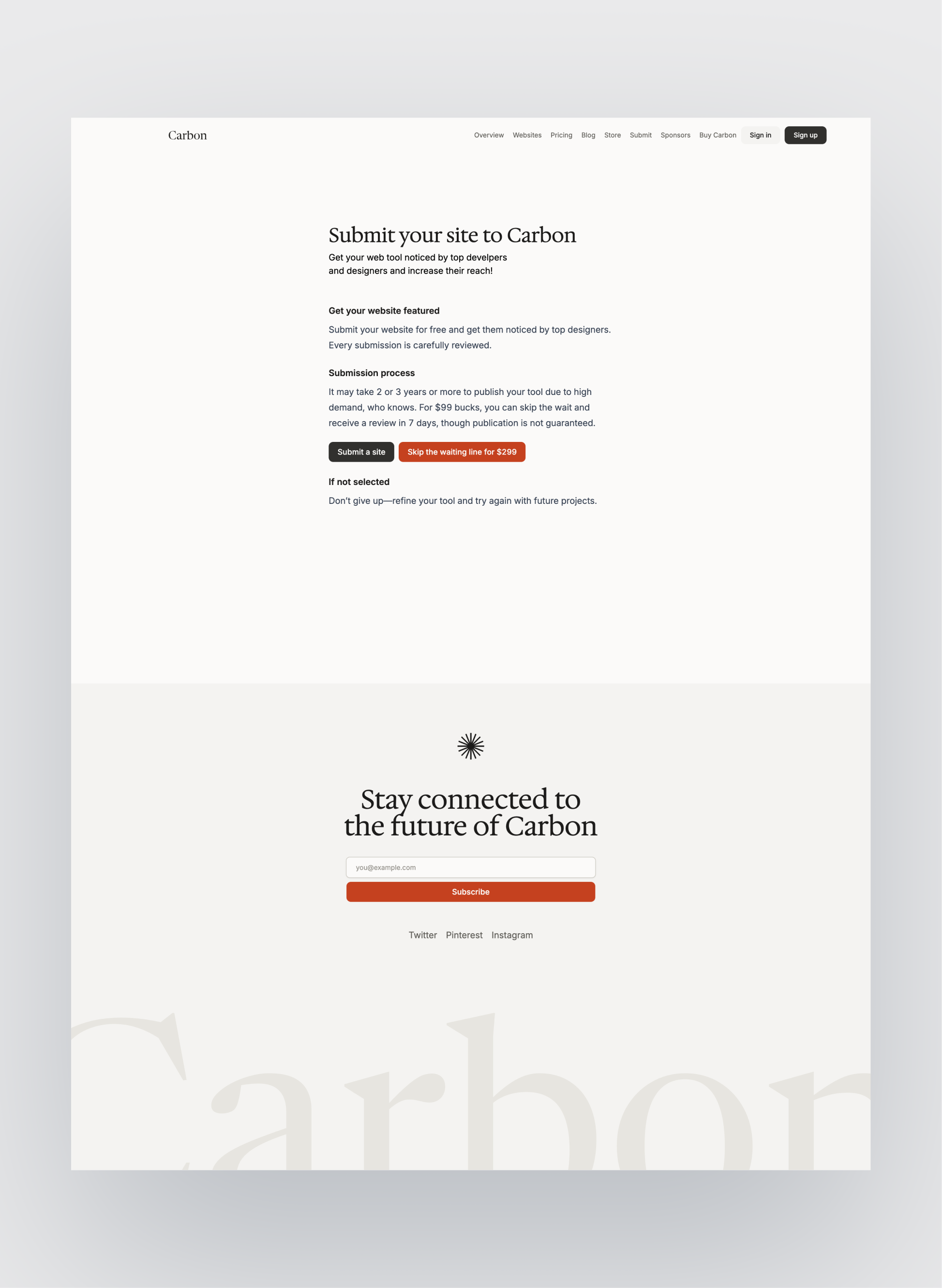 Carbon search and filters layout