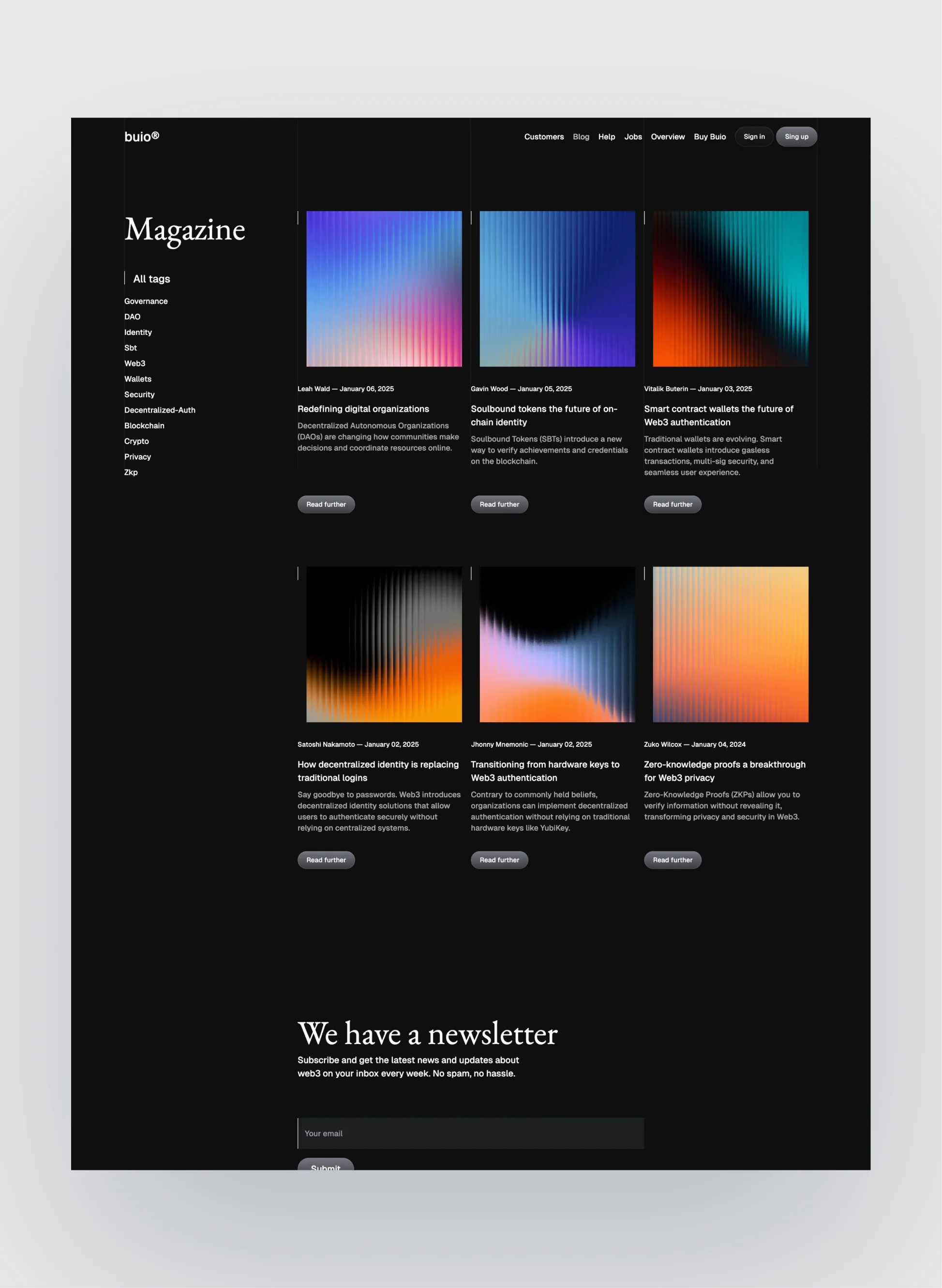 Buio authentication screens