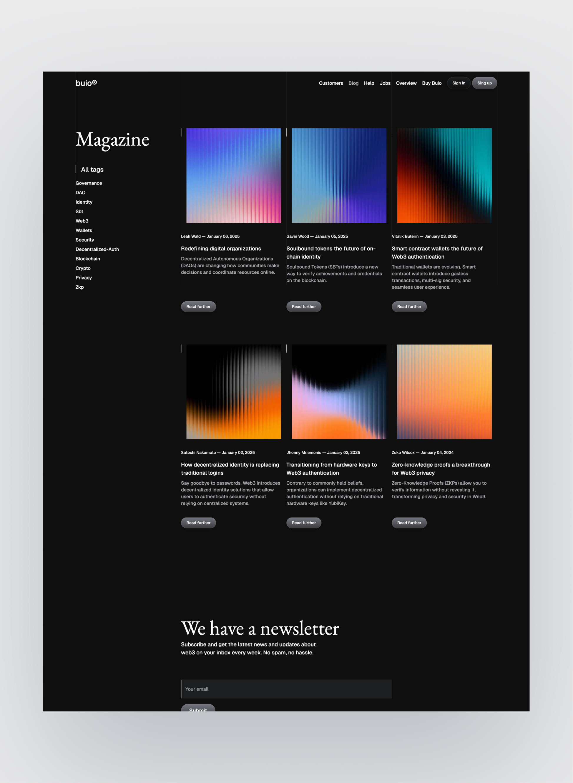 Buio authentication screens
