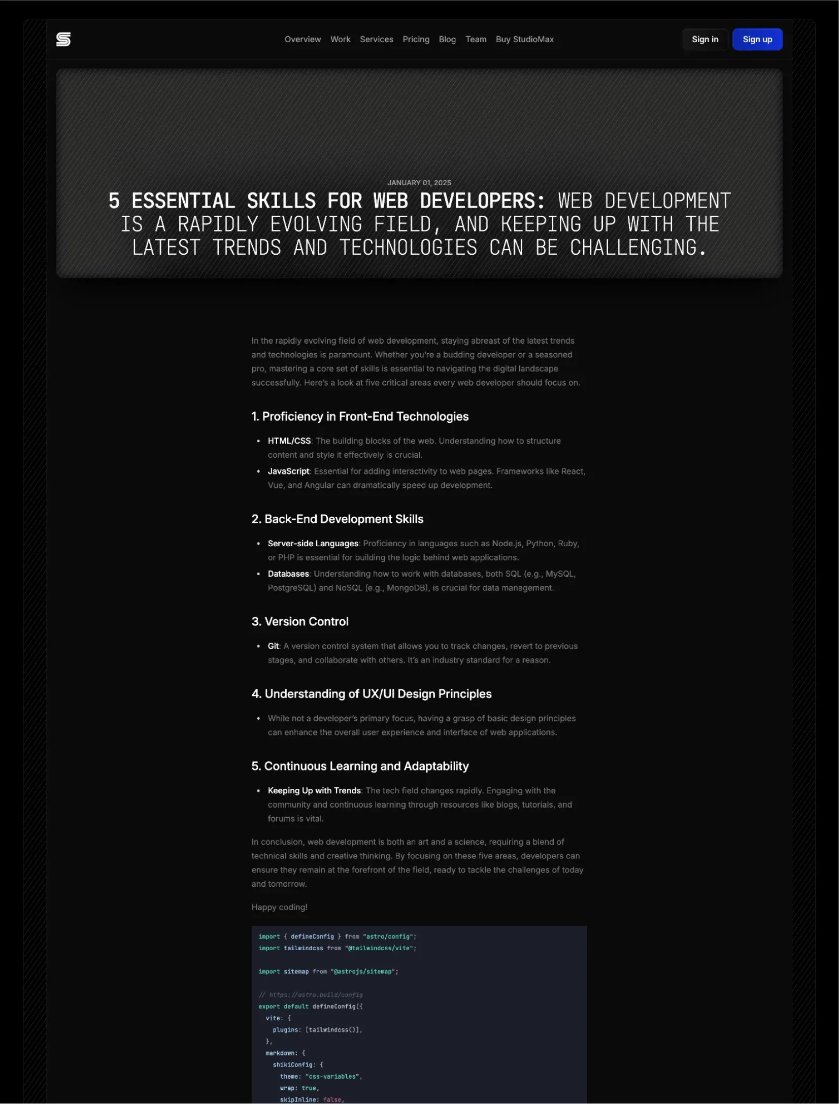 Studiomax typography and color guide