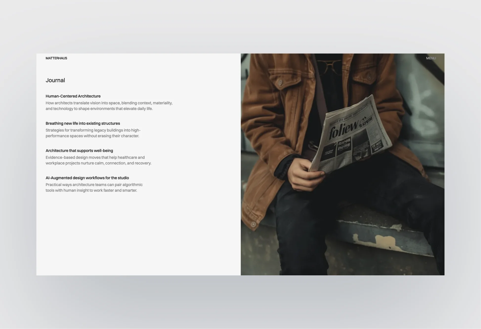 Matterhaus journal and article listing