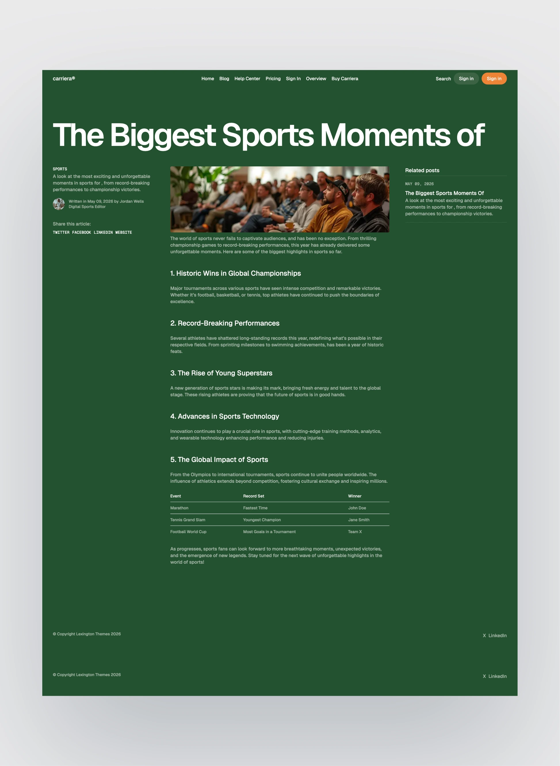 Carriera contact page layout