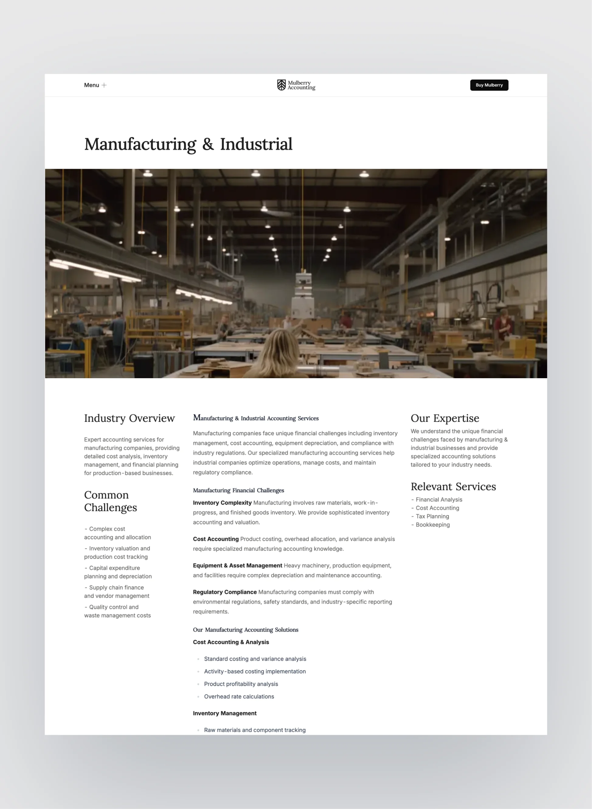 Mulberry homepage hero with structured design