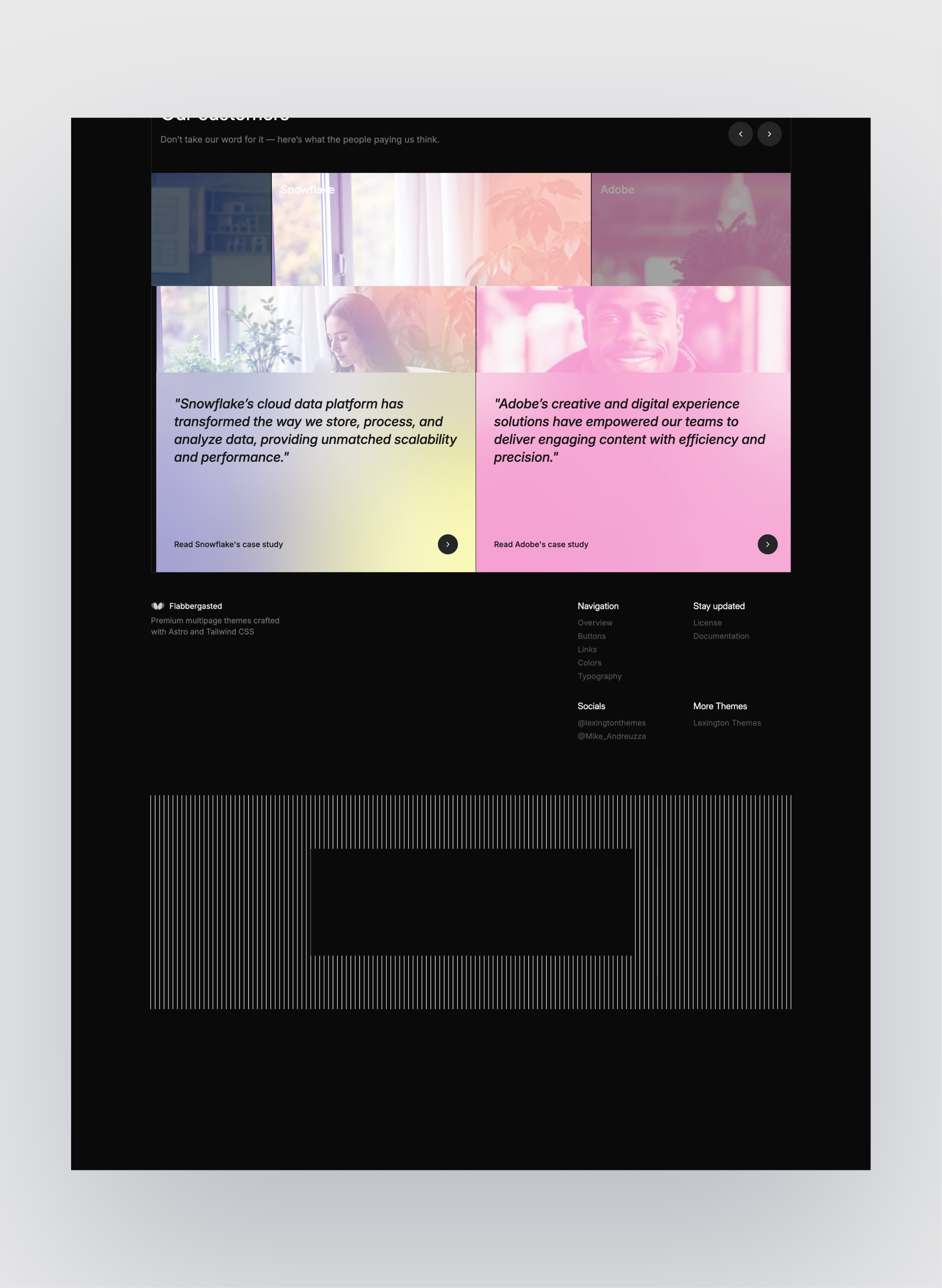 Flabbergasted SaaS product section example