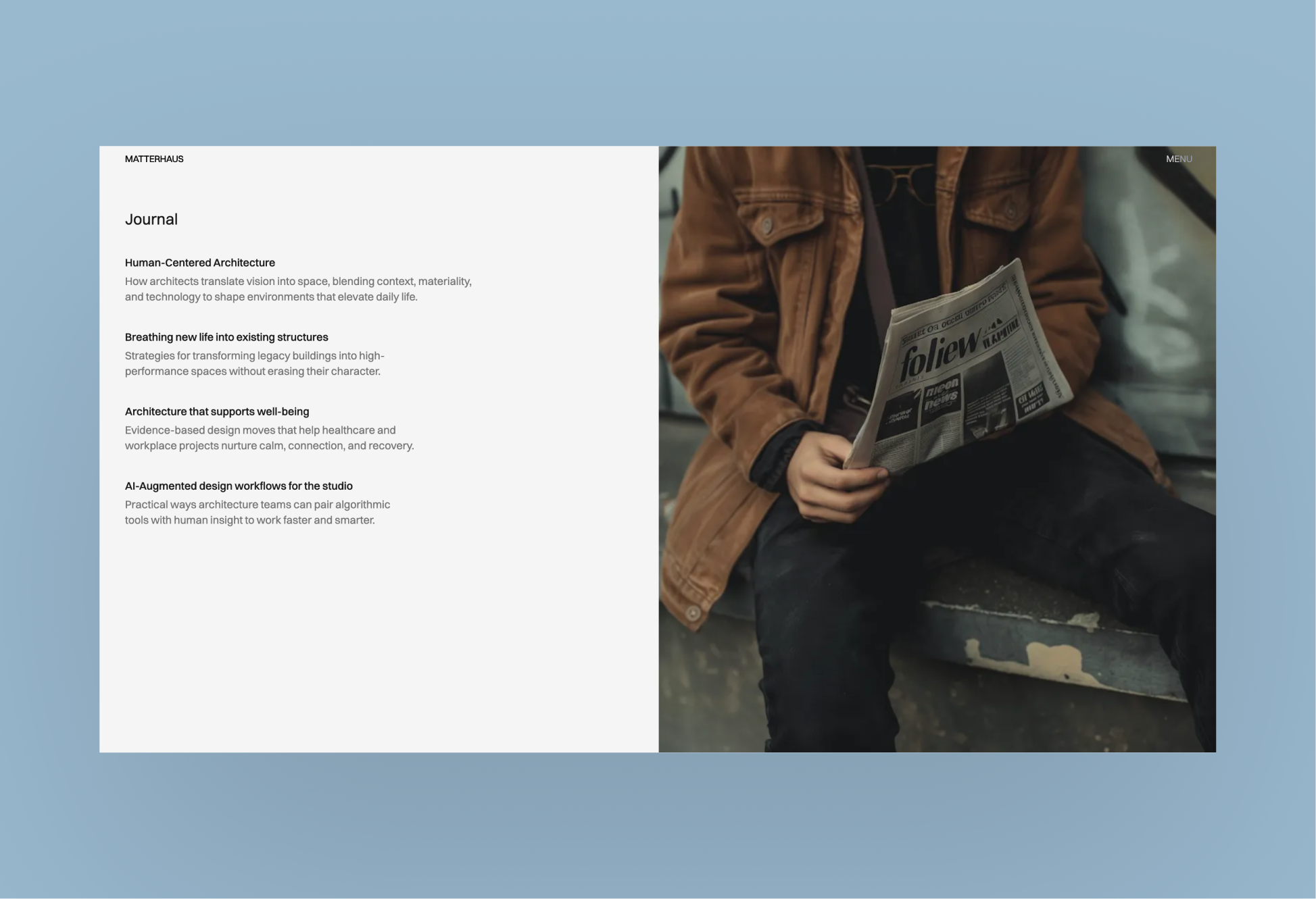 Matterhaus journal and article listing