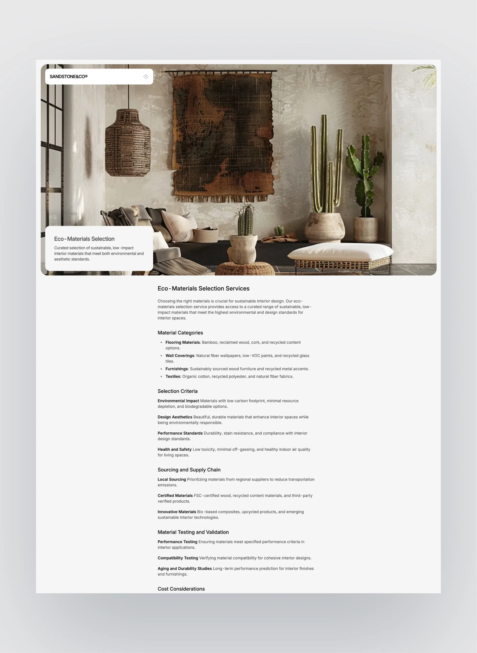 Sandstone journal and article listing