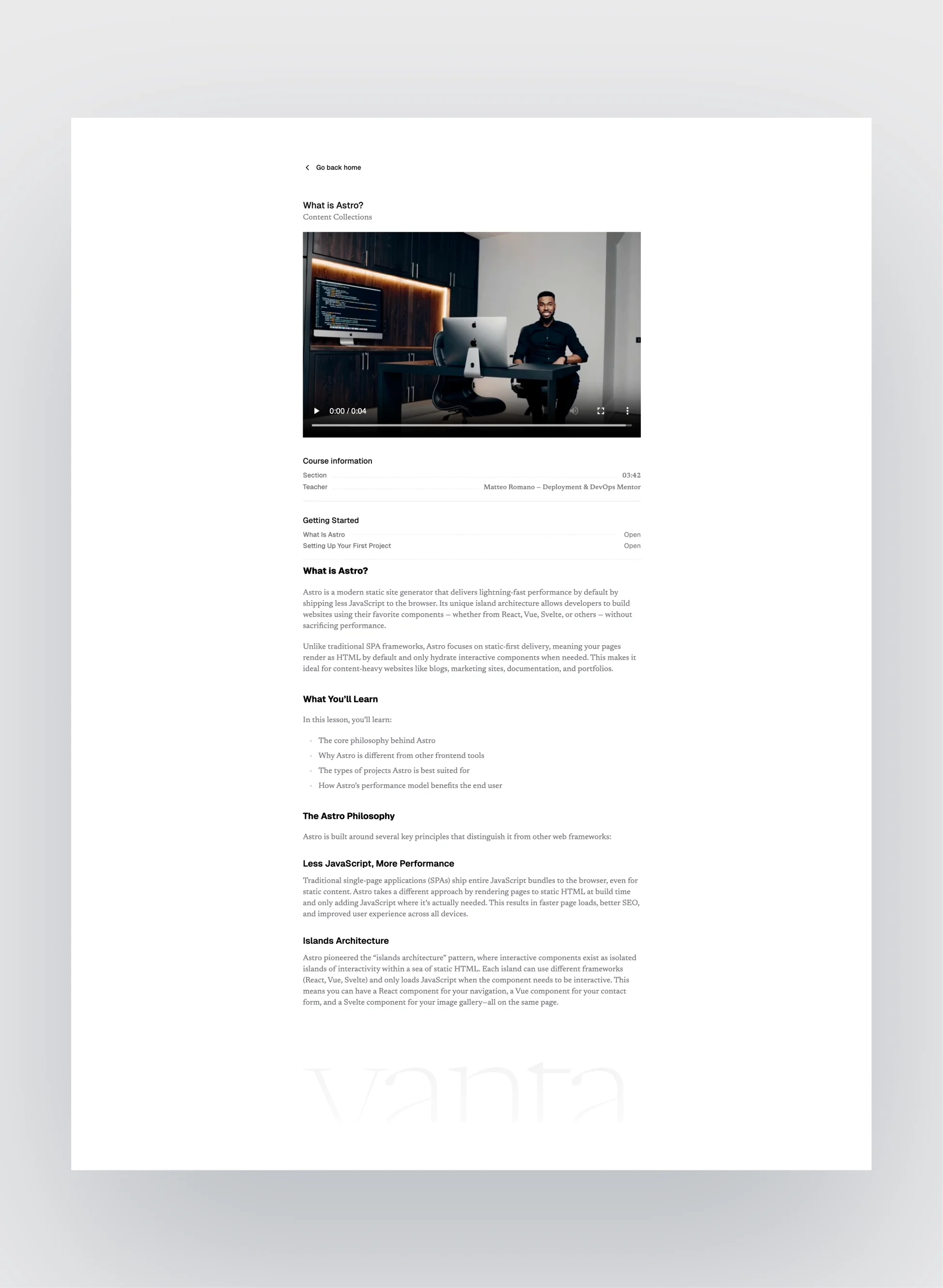 Vanta responsive course design