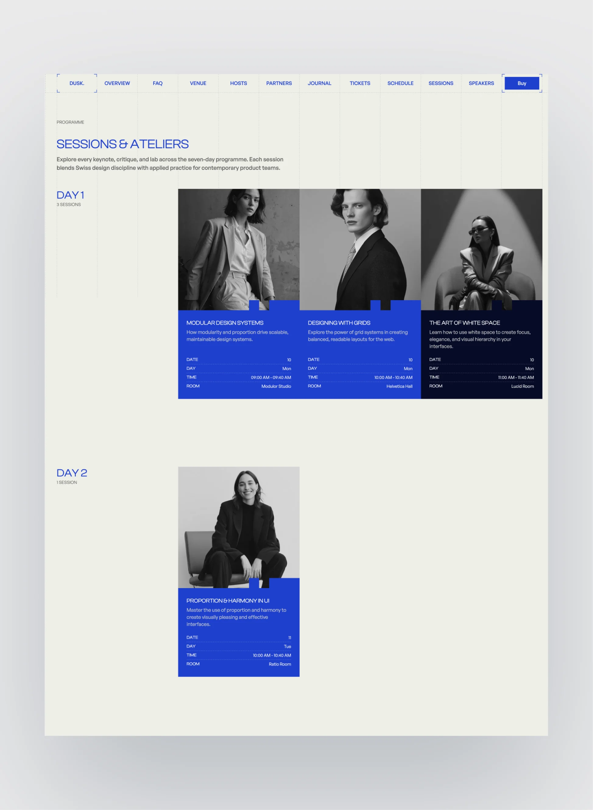 Dusk hero section with minimalist design