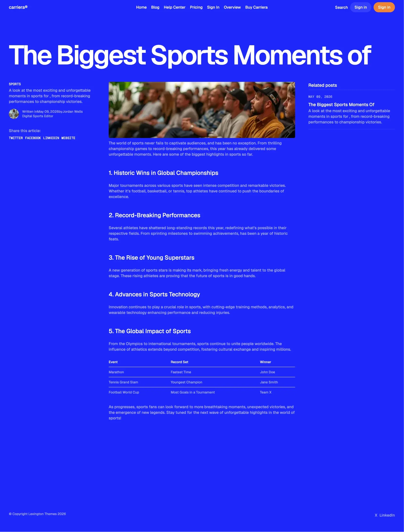Carriera contact page layout