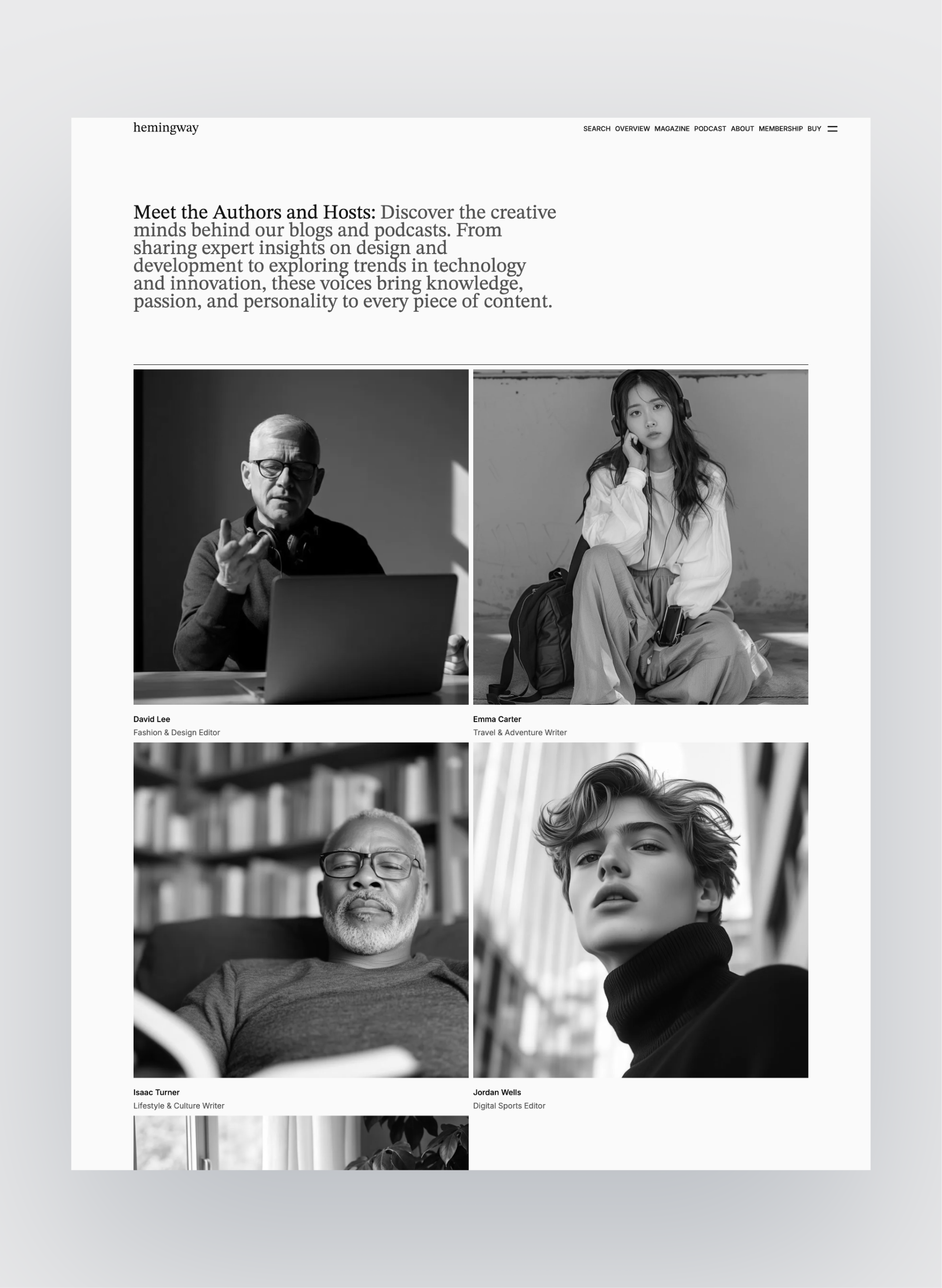 Hemingway responsive podcast view