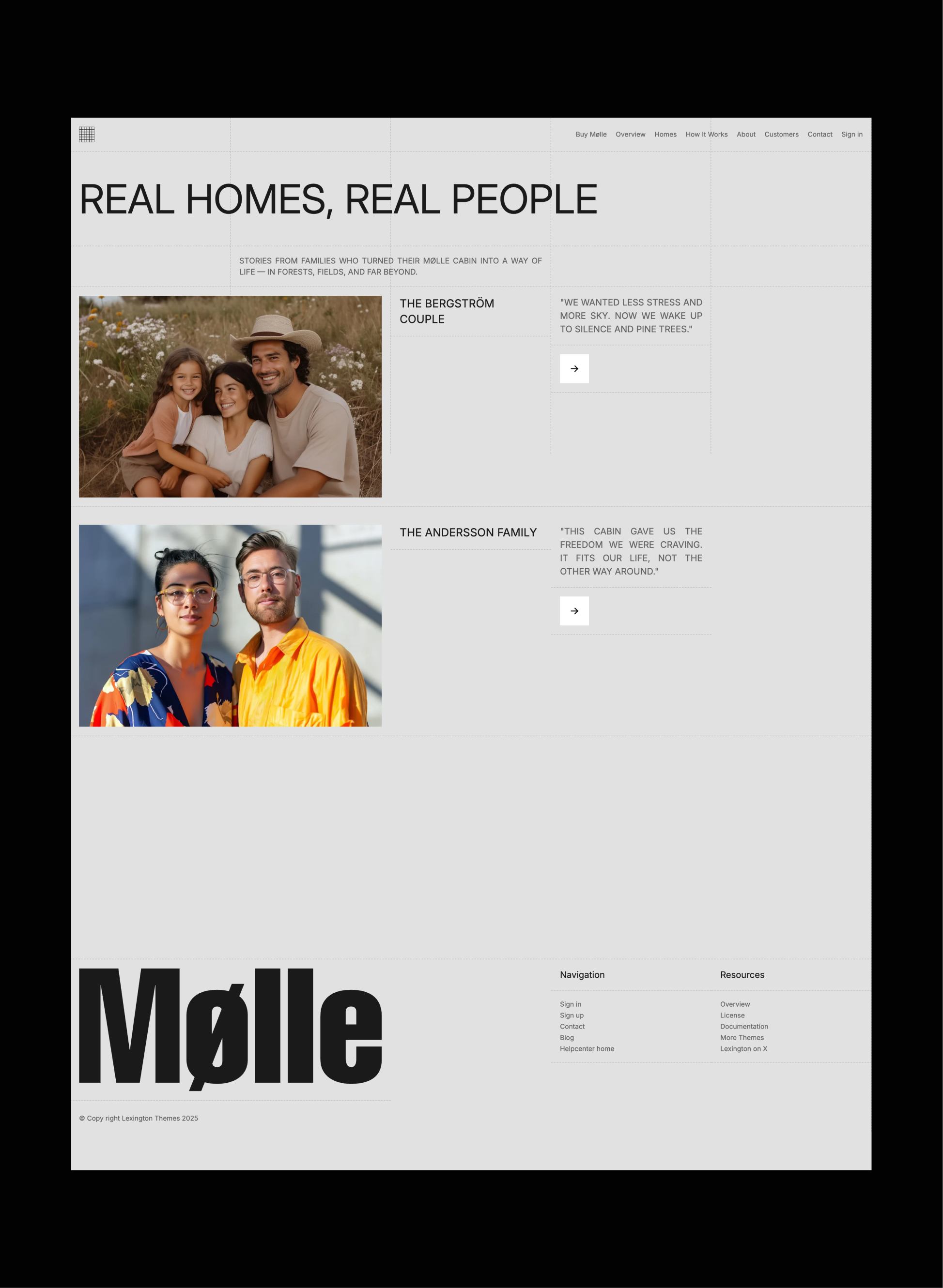 Mølle light and dark mode comparison