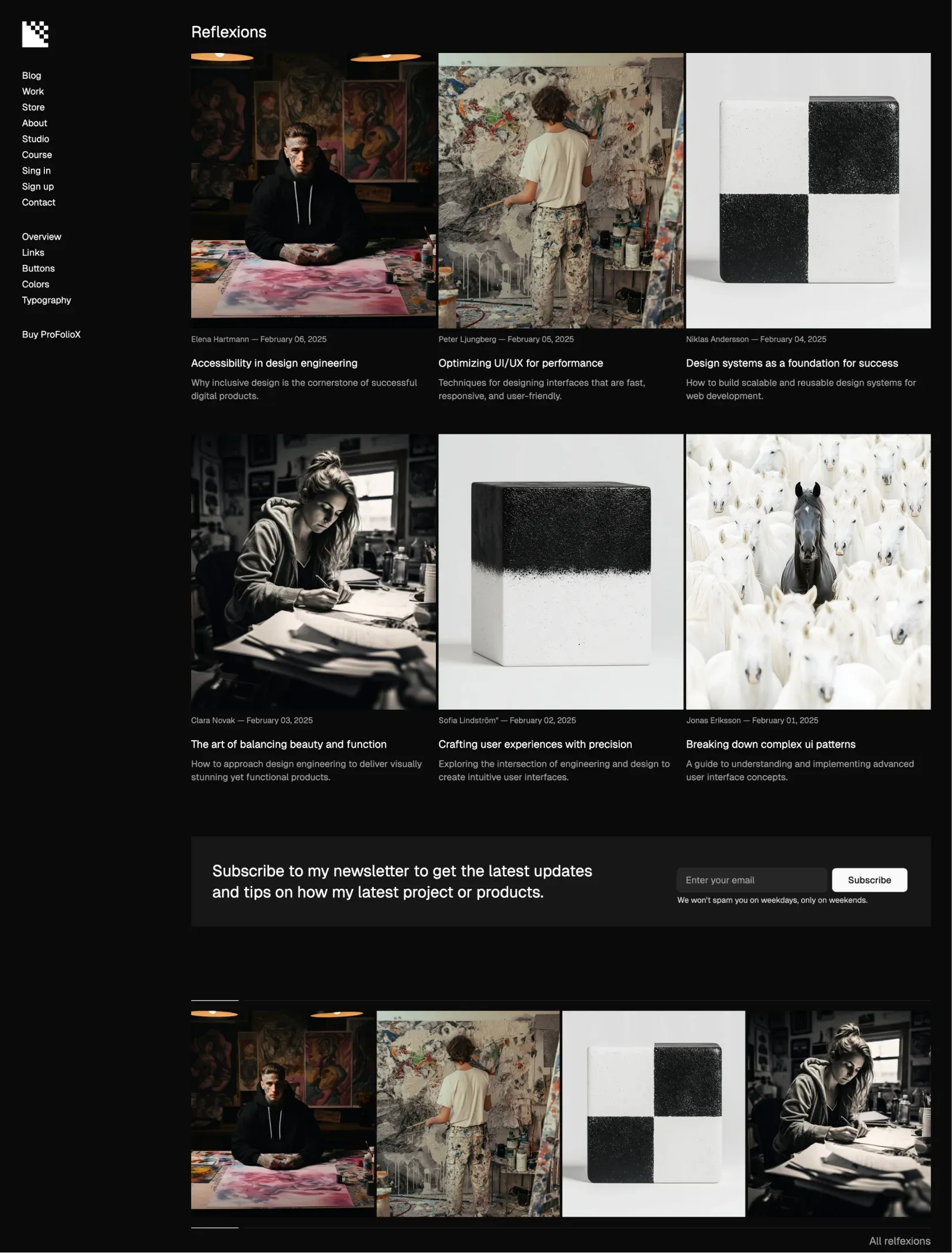 Pro FolioX responsive view