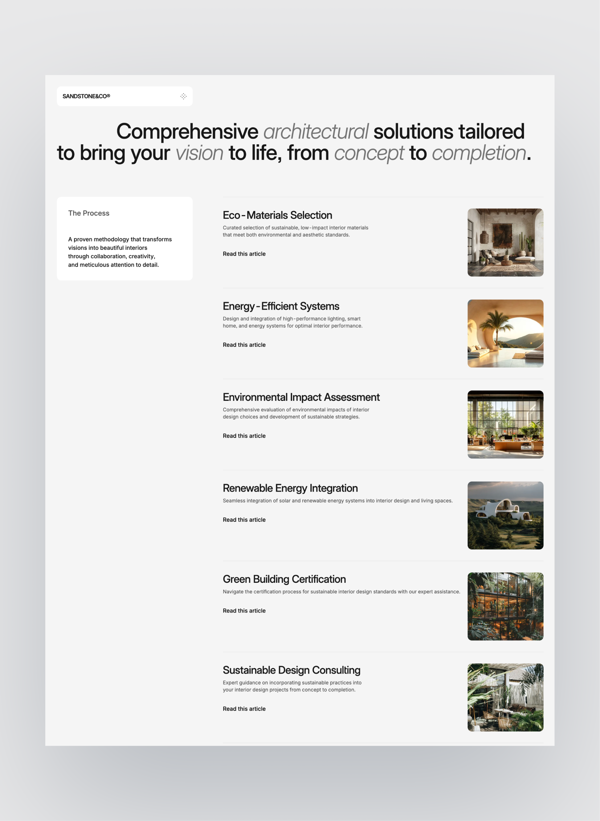 Sandstone journal and article listing