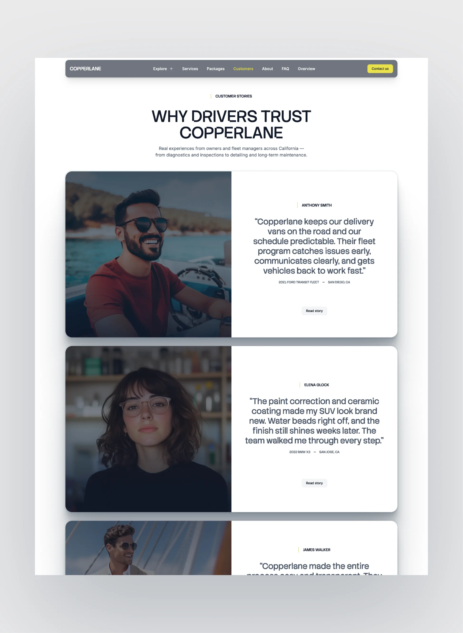 Copperlane responsive automotive website on mobile