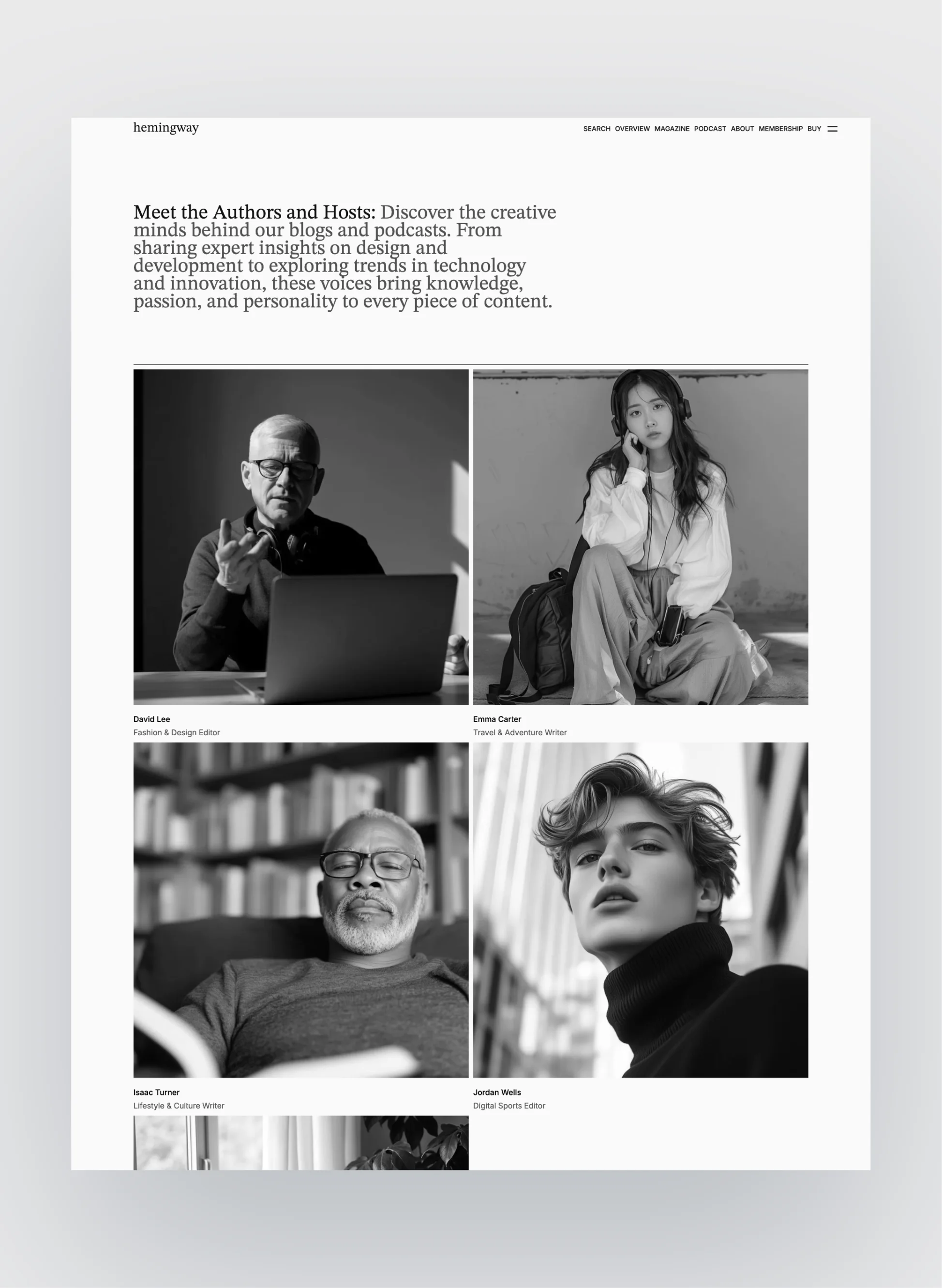 Hemingway responsive podcast view