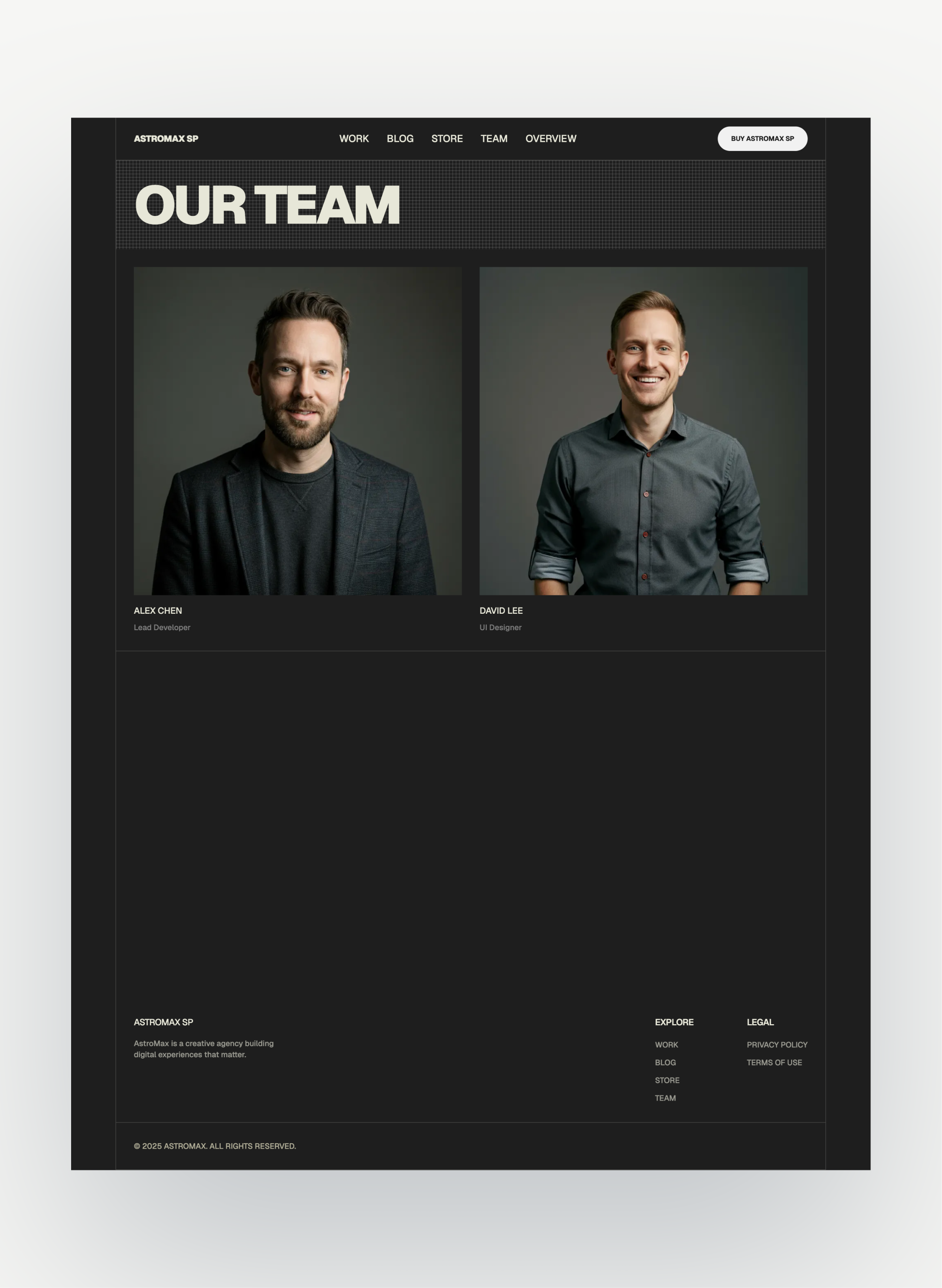 astromaxsp portfolio and work listing grid