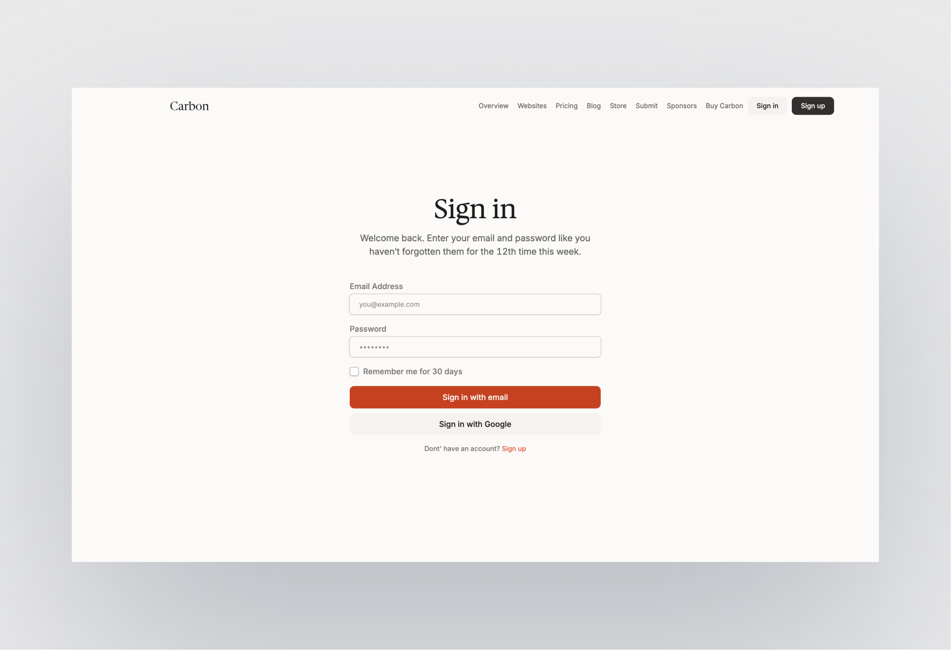 Carbon page preview