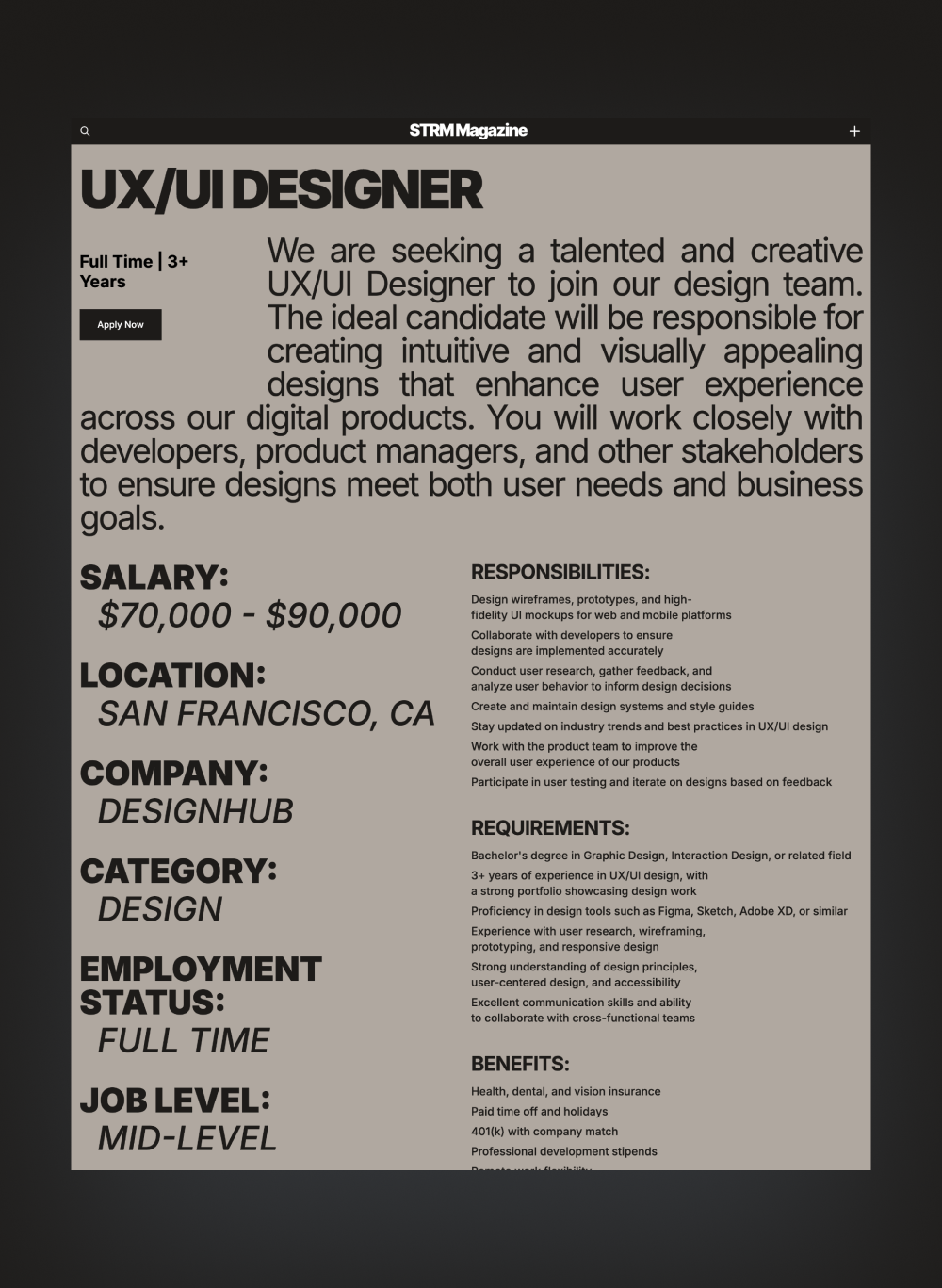 Streamer editorial layout