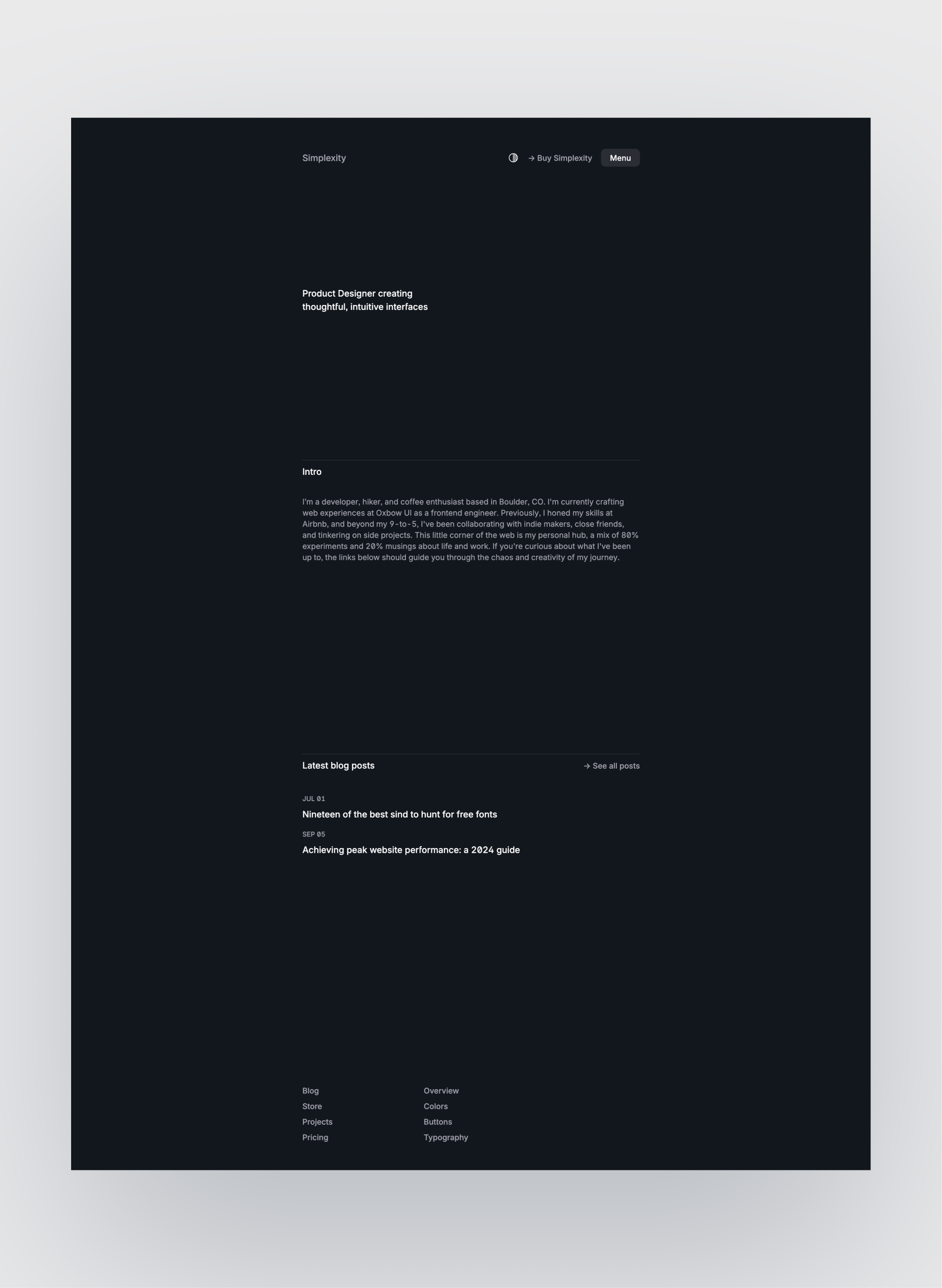 Simplexity typography and spacing system