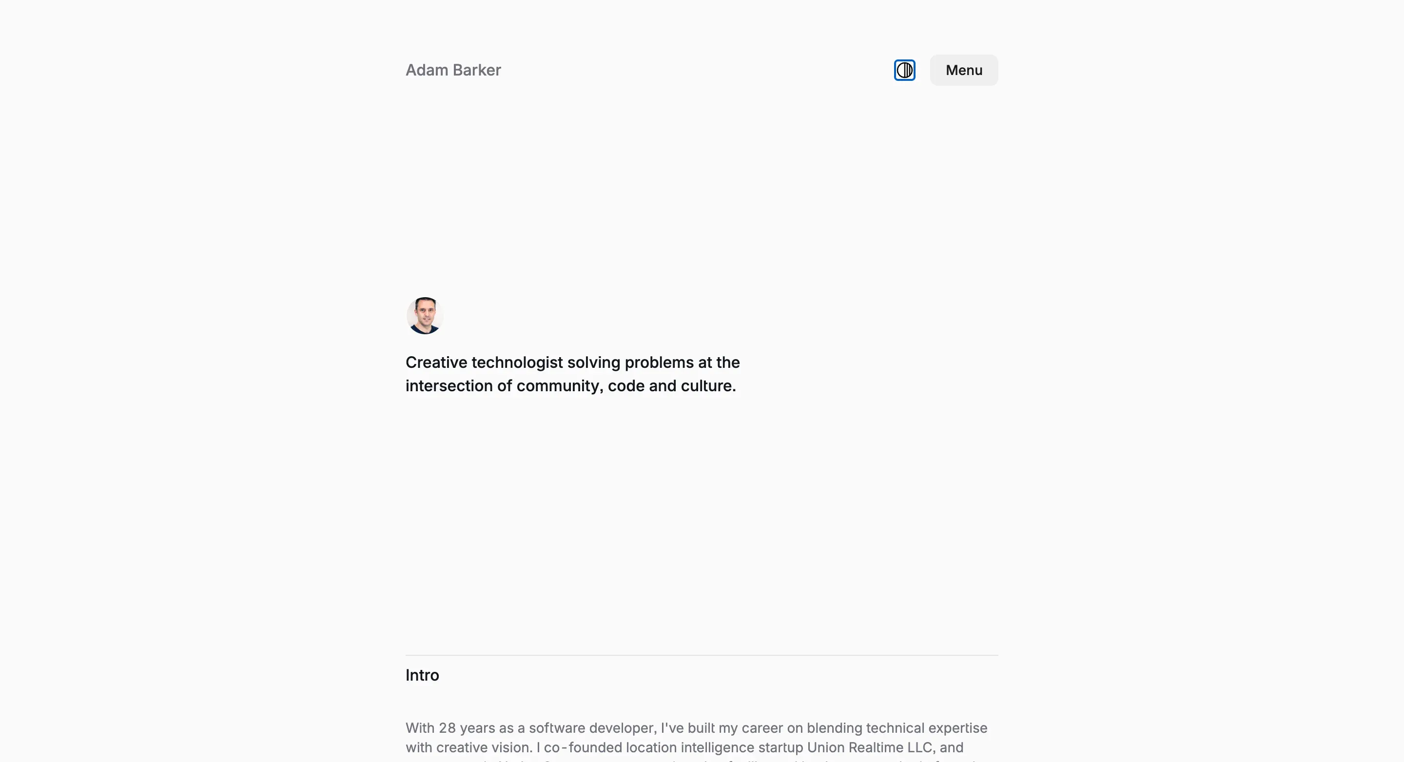 Creative technologist  website preview