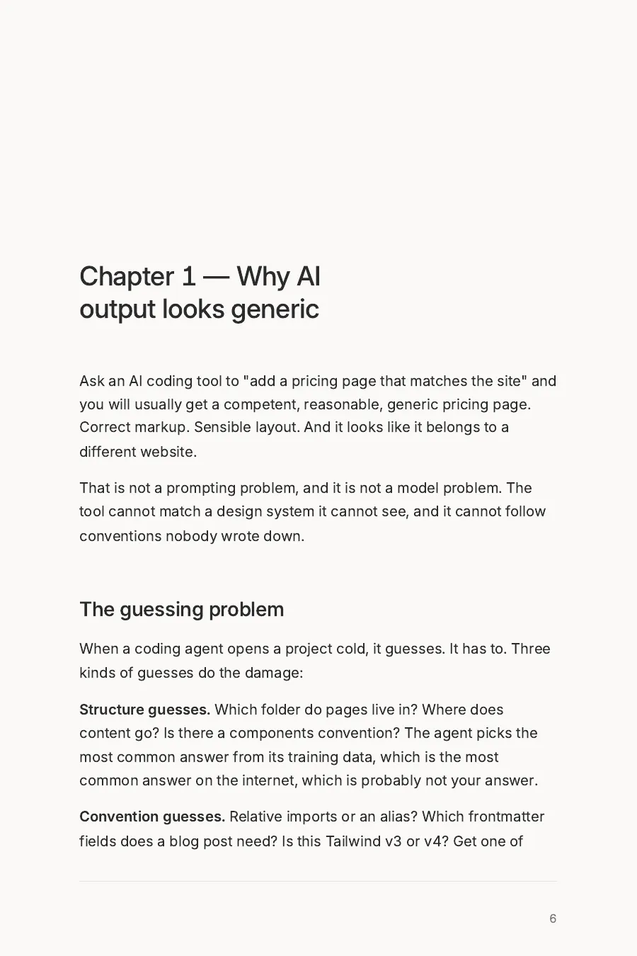 Opening page of chapter 1: Why AI looks generic