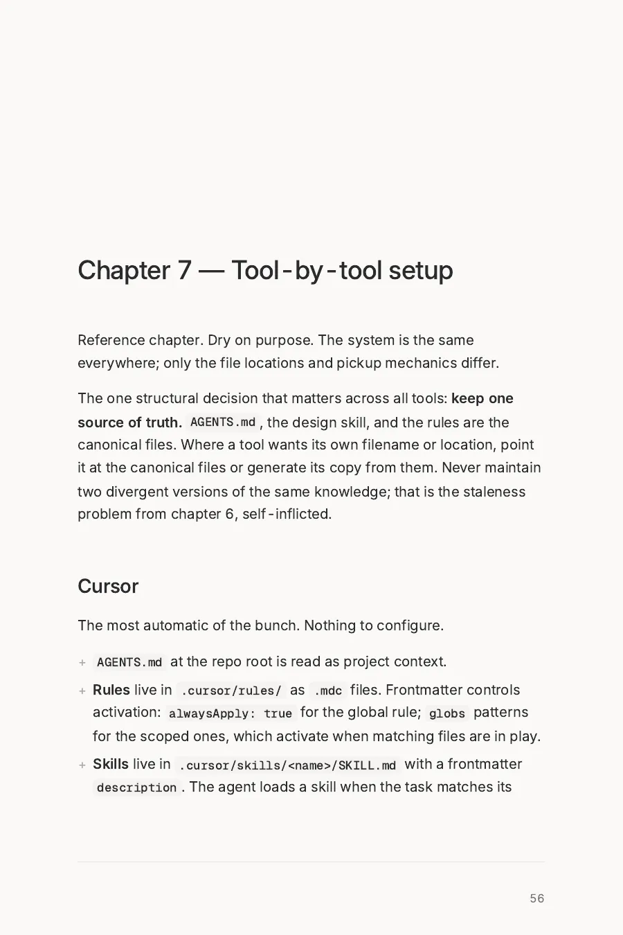 Opening page of chapter 7: Tool-by-tool setup