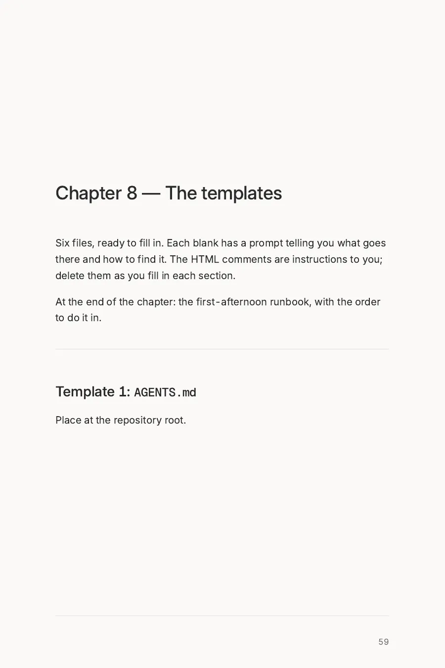 Opening page of chapter 8: The templates