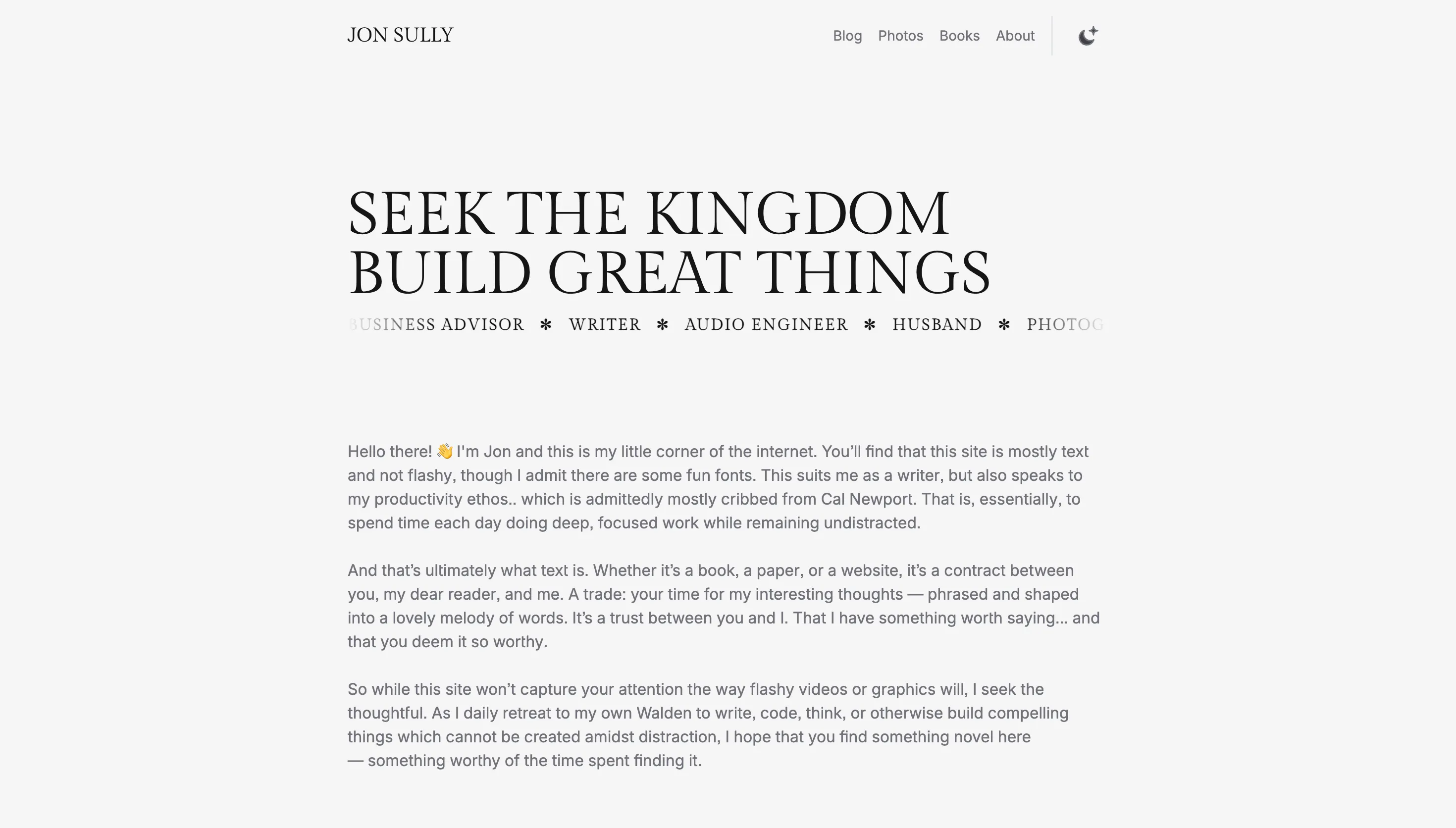 Jon Sullyvan website preview