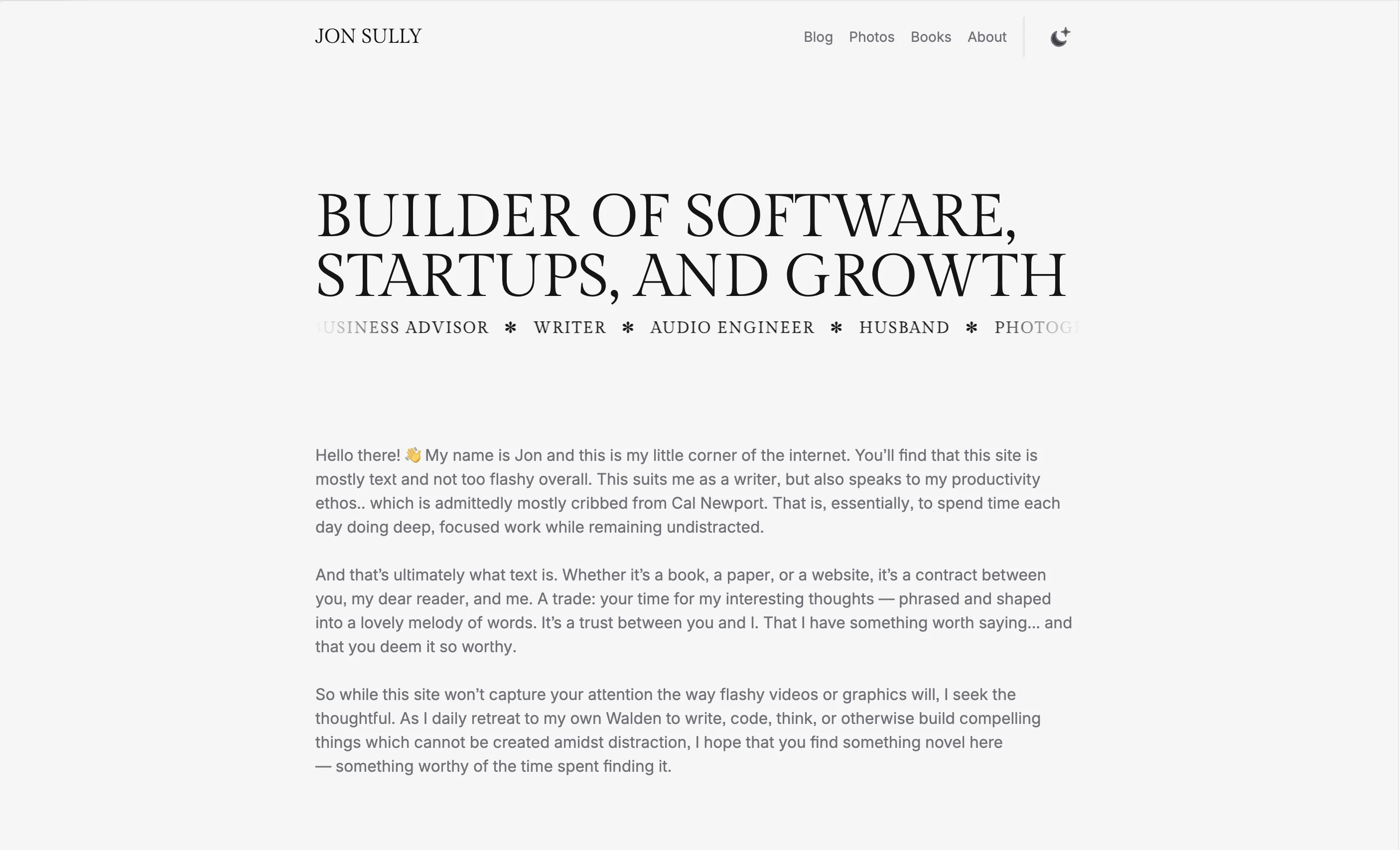 Jon Sullyvan website preview