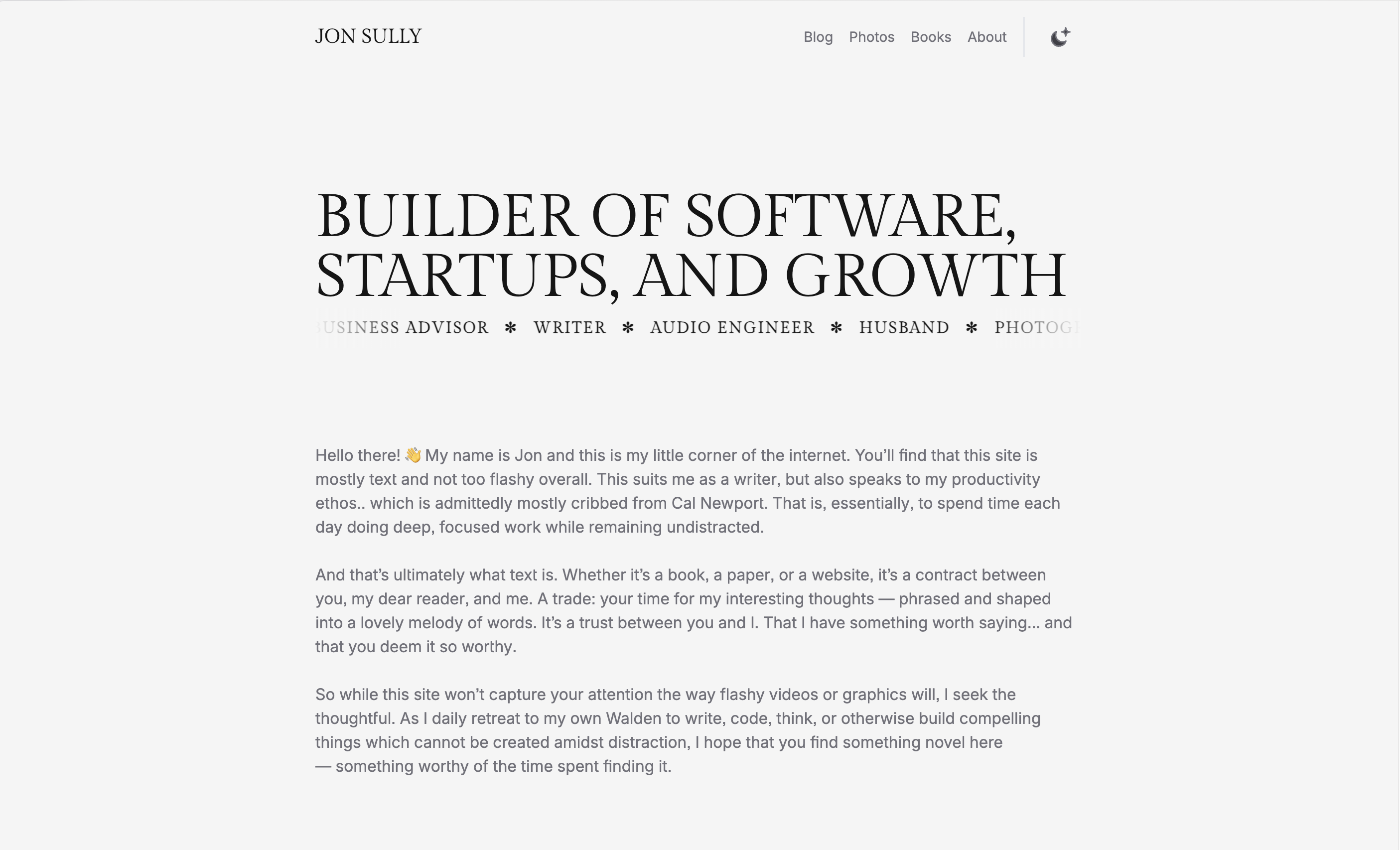 Jon Sullyvan website preview