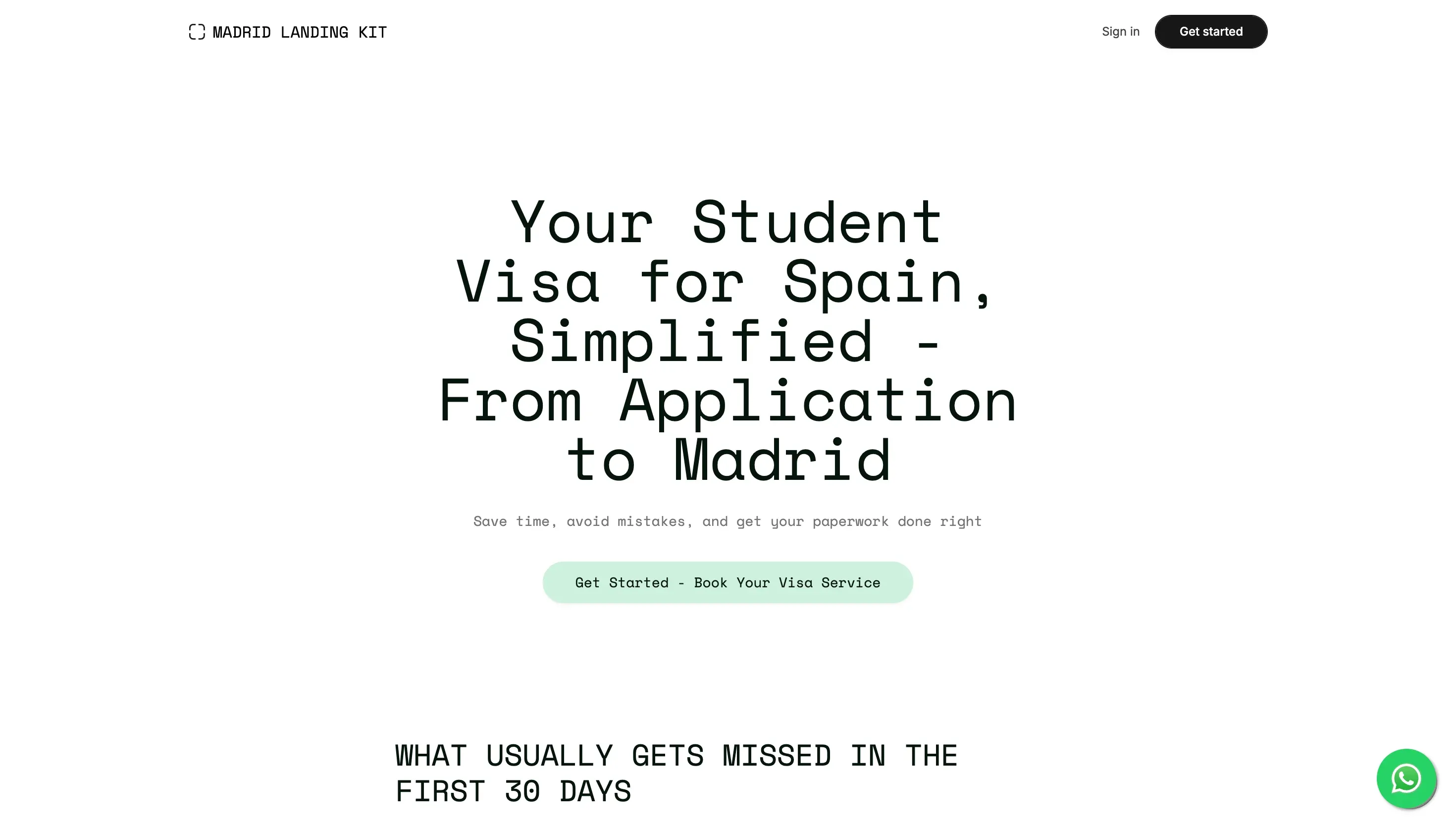 Madrid Landing Kit website preview